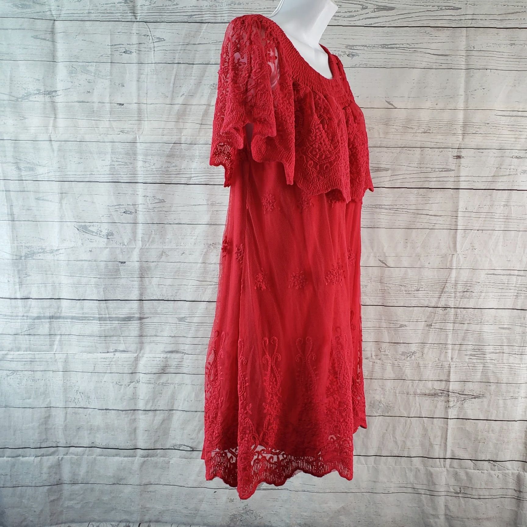 Vintage VINTAGE MONORENO Womens Off The Shoulder Top Sz Medium Red Embroidered Cotton Blend Size M / US 6-8 / IT 42-44 - 3 Thumbnail