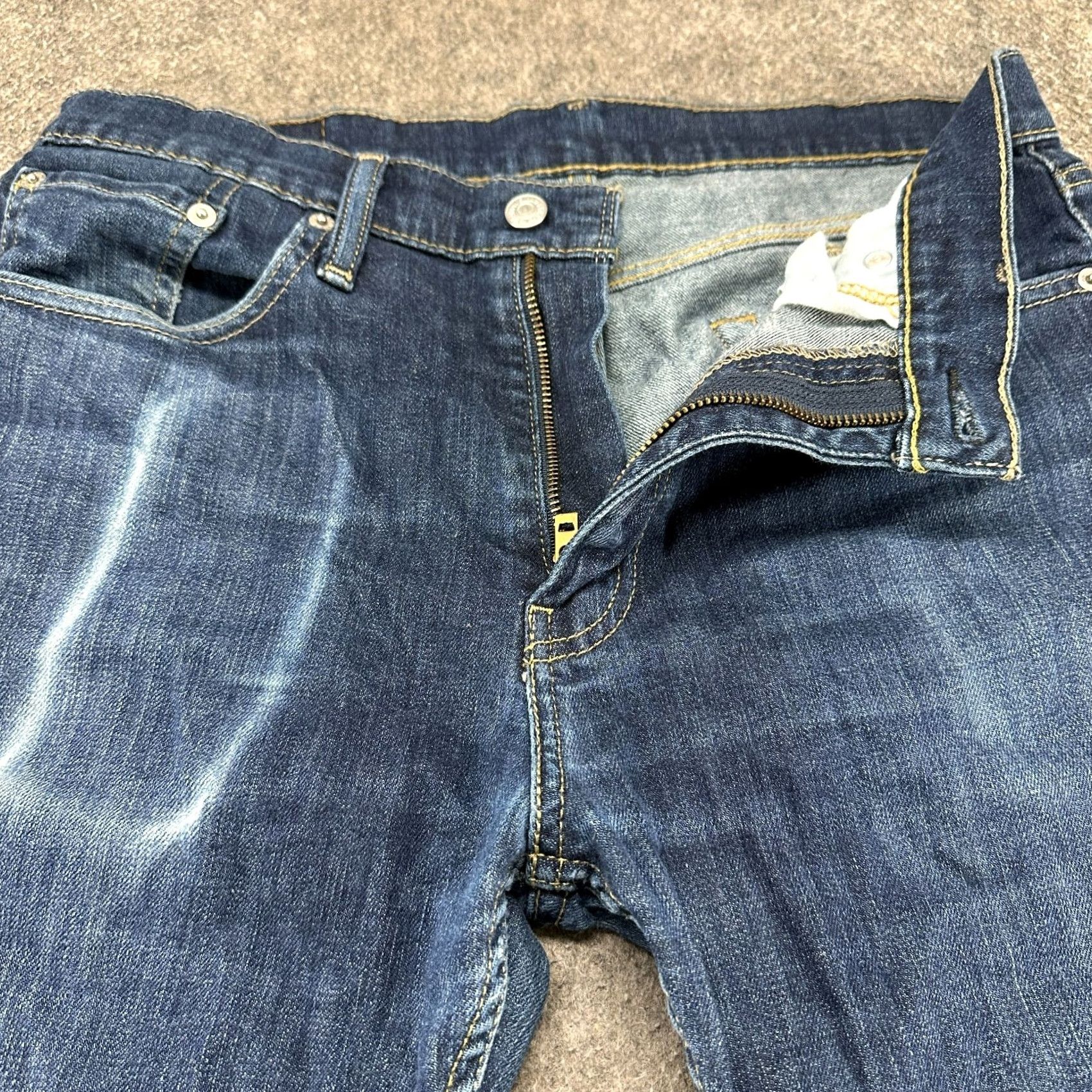 Levi's Levi's 513 Jeans Mens 32x30 Blue Slim Straight Denim Dark Wash Stretch 5-Pocket Zipper Logo Modern Regular Age 32in Inseam 30in Mens Size US 32 / EU 48 - 2 Thumbnail