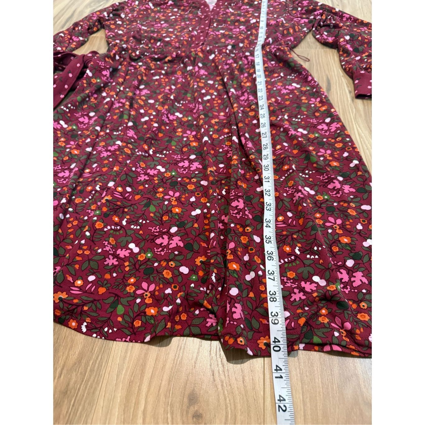 Talbots Talbots Womens Floral Contrast Belted Dress Long Sleeve Slit Size L / US 10 / IT 46 - 8 Thumbnail