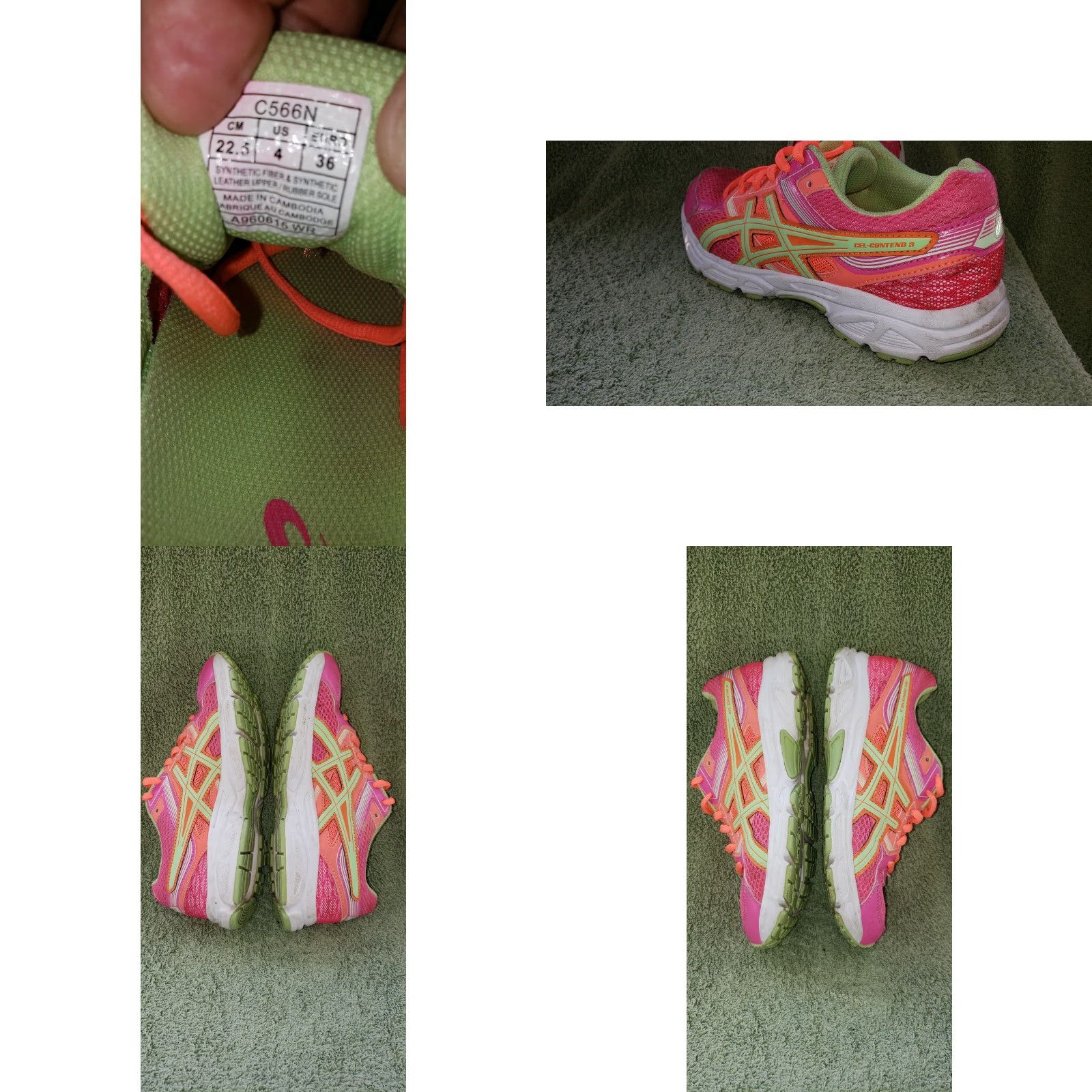 Asics VINTAGE ASICS Gel Contend 3 Women's 4M Pink Mint Green Running Exercise Walking Shoes C566N Mens Womens Girls Size US 4 / IT 34 - 8 Thumbnail