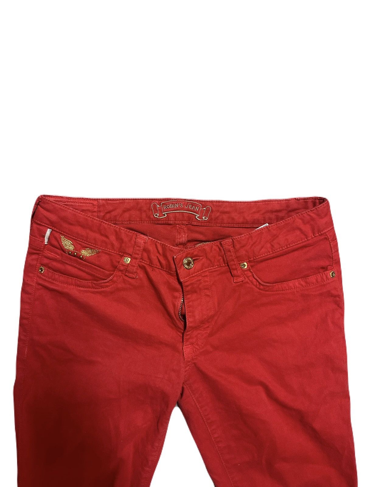 Robins Jeans ROBINS JEANS RED W/GOLD EMBROIDERY Size 30" / US 8 / IT 44 - 3 Thumbnail