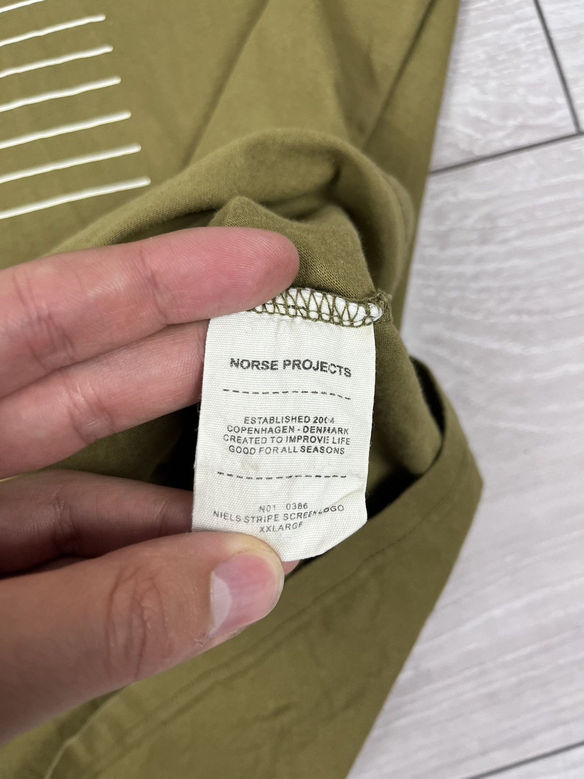 Norse Projects Norse Projects Niels Stripe Screenlogo Green T Shirt Size US XXL / EU 58 / 5 - 7 Thumbnail