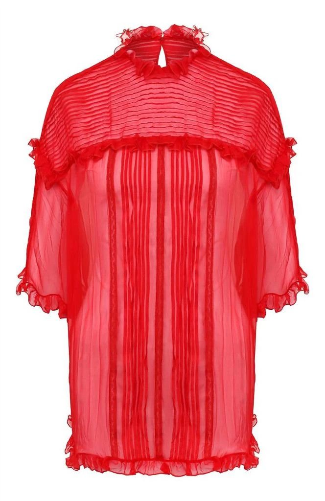 Valentino o1y0326 Denim Shirt in Red Size XS / US 0-2 / IT 36-38 - 1 Thumbnail