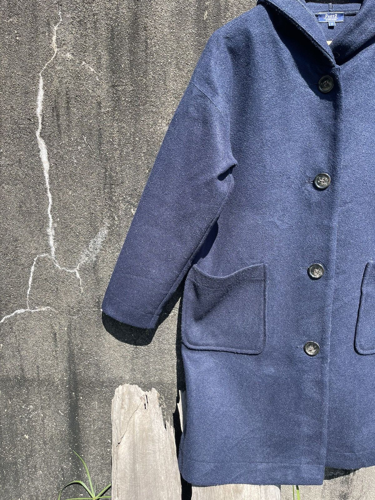 Japanese Brand Vintage Part2 by Junko Shimada Wool Hooded Coat – Navy (M) Size US M / EU 48-50 / 2 - 3 Thumbnail