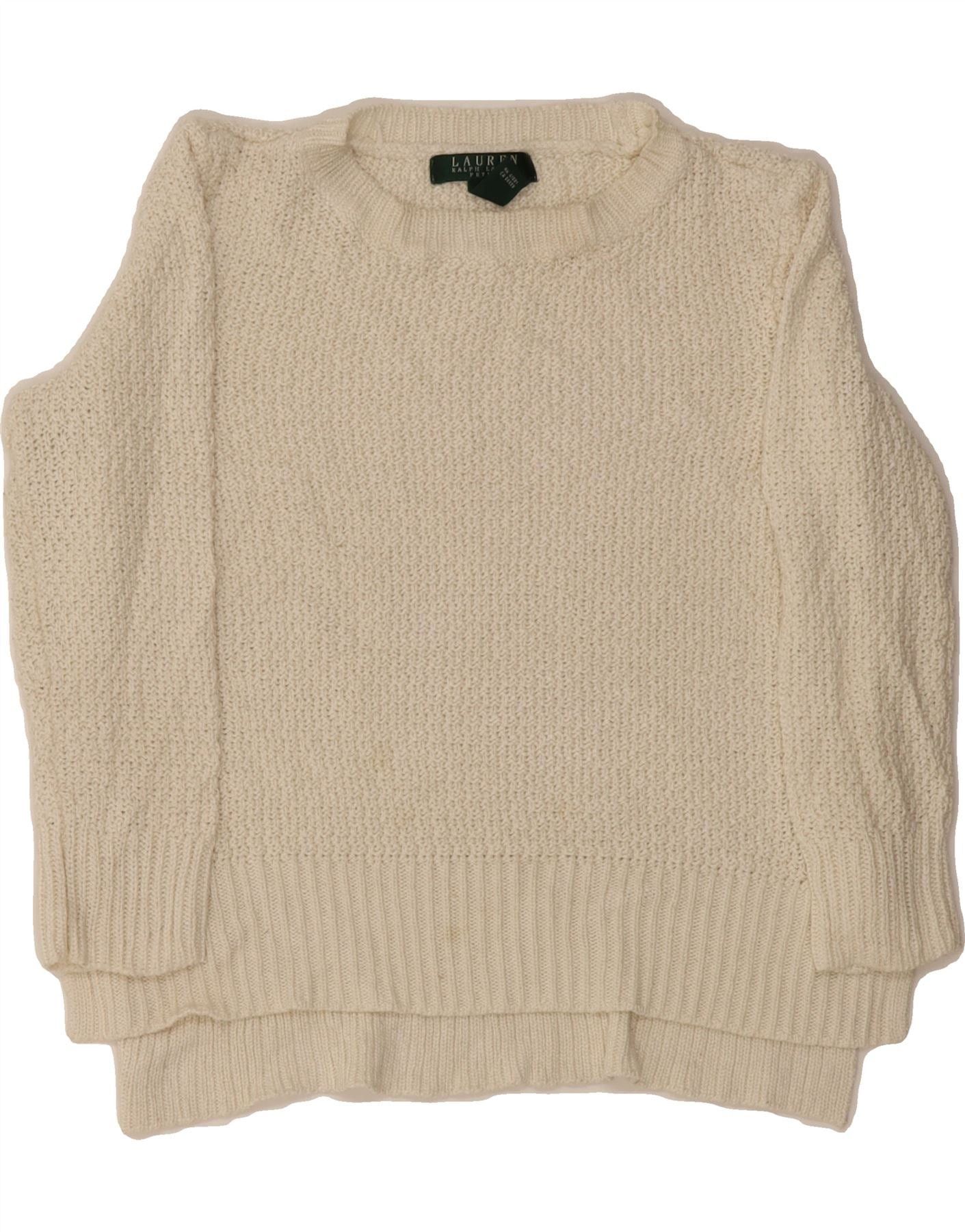 Ralph Lauren Womens Overd Boat Neck Jumper Sweater UK 10 Small White Size S / US 4 / IT 40 - 1 Thumbnail