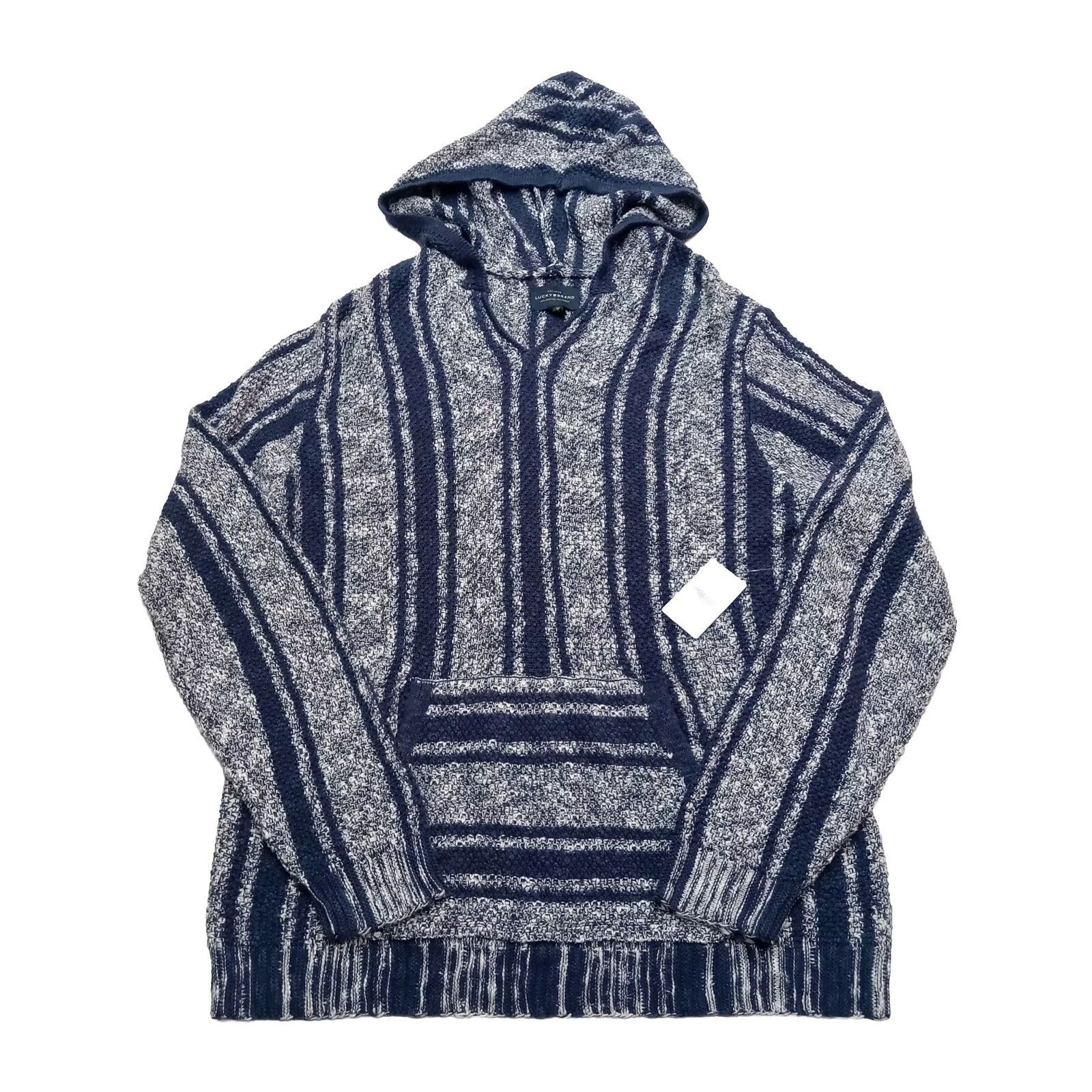 Lucky Brand Lucky Brand Baja Hoodie Men's M Striped Sweater Surfer Blue Size US M / EU 48-50 / 2 - 1 Thumbnail