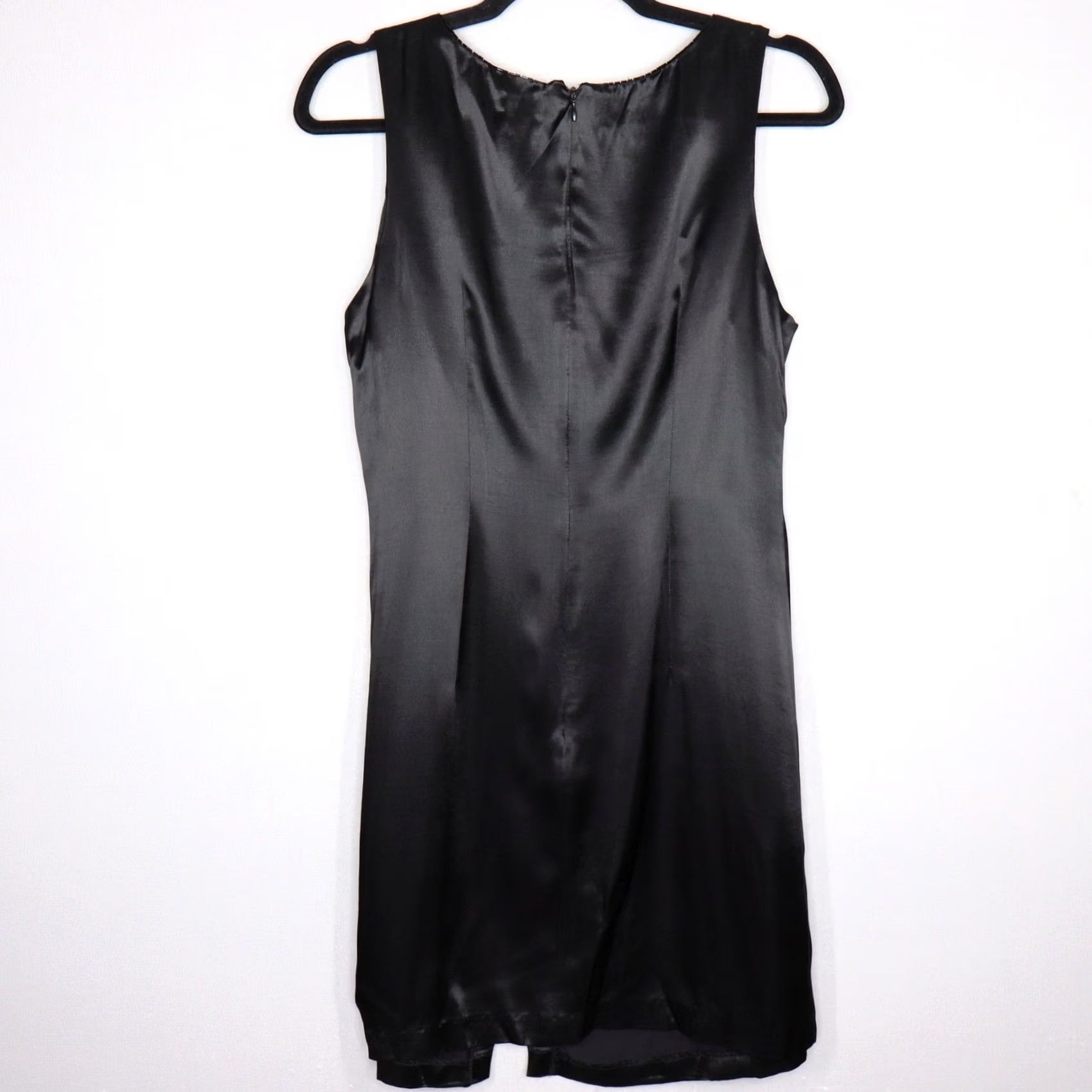 Vintage VINTAGE Rampage Black Satin Sleeveless Mini Shift Dress Square Neck Party Cocktail Women 9 Size M / US 6-8 / IT 42-44 - 4 Thumbnail
