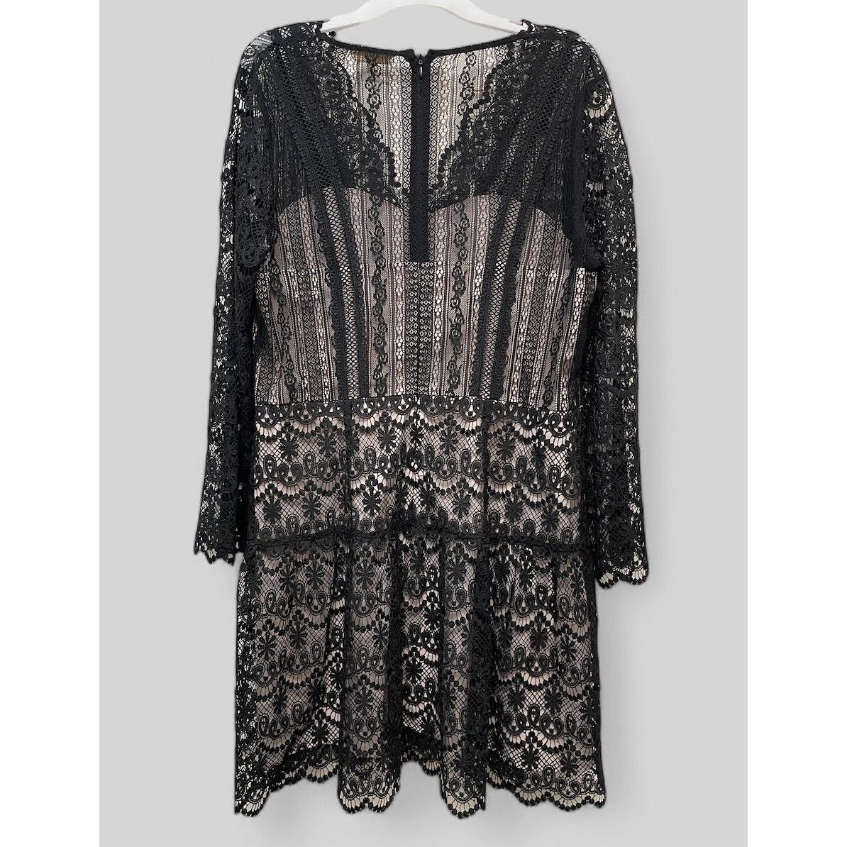 Unknown London Mika Mindel Black Lace Dress Nude Lining Knee Length Sz XL Size XL / US 12-14 / IT 48-50 - 1 Thumbnail