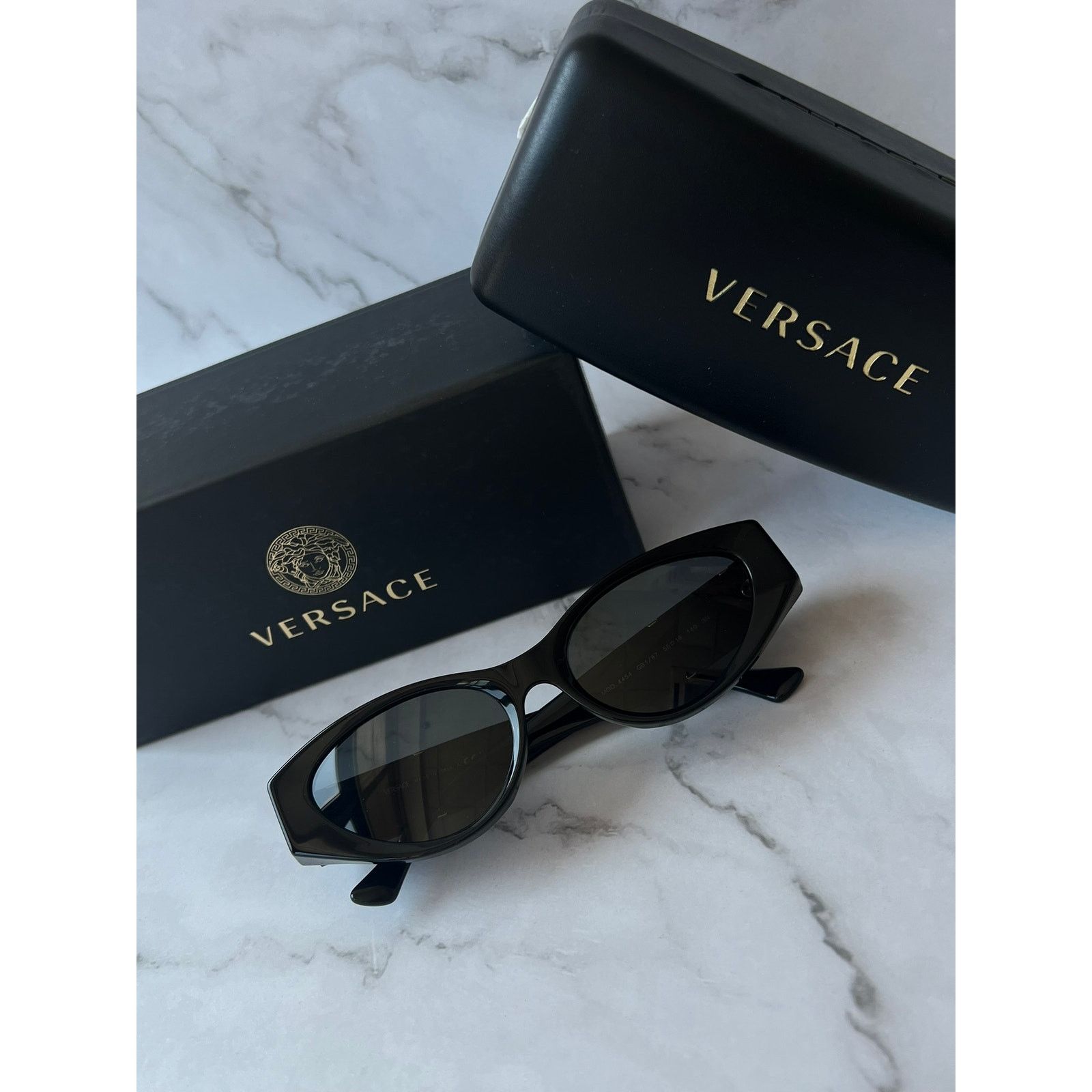 Versace Versace VE4454 Cat Eye Sunglasses in Black Size ONE SIZE - 4 Thumbnail