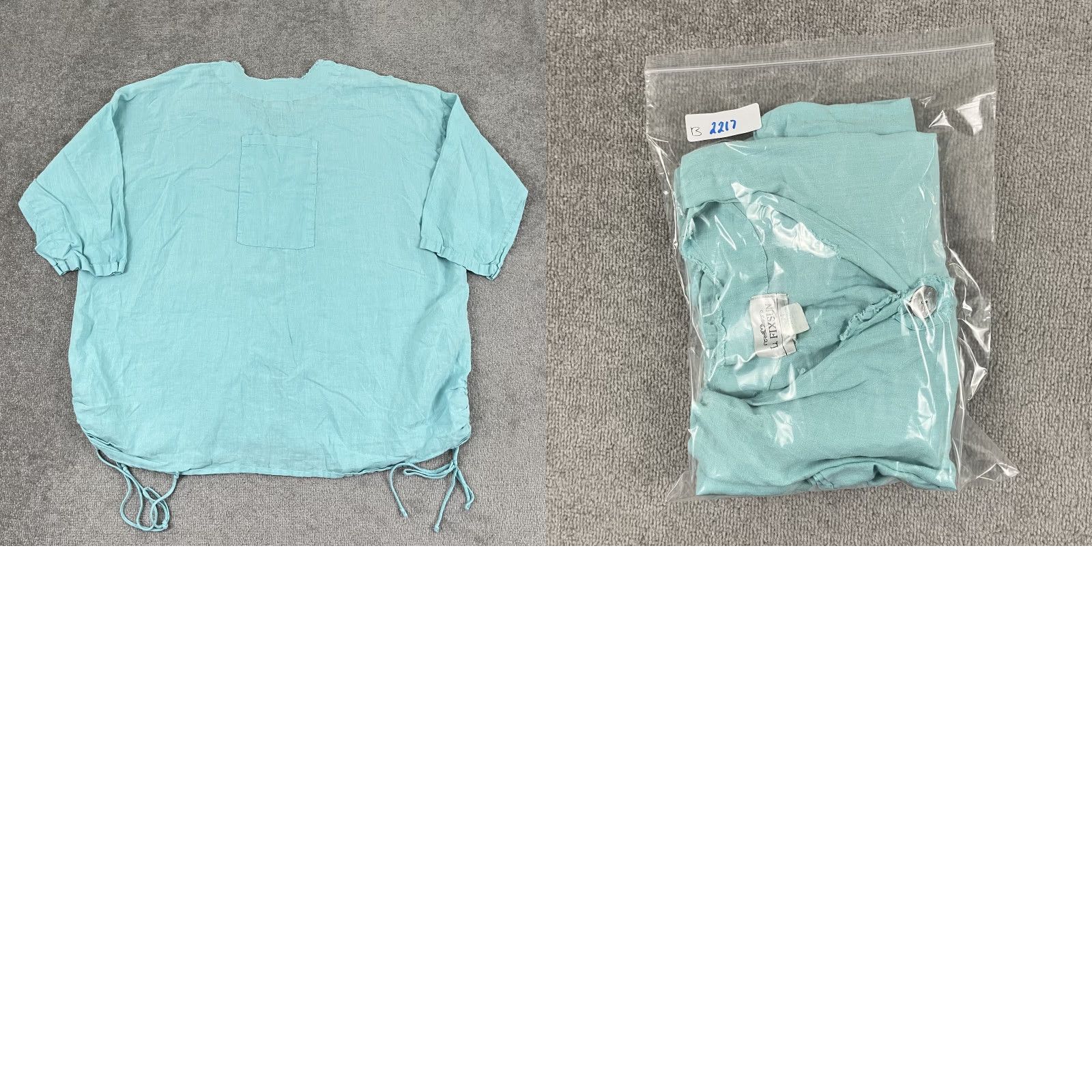 Vintage VINTAGE LA. FIXSUN Button Up Shirt Womens Large Oversized Boxy Blue Linen Side Shirring Size L / US 10 / IT 46 - 8 Thumbnail