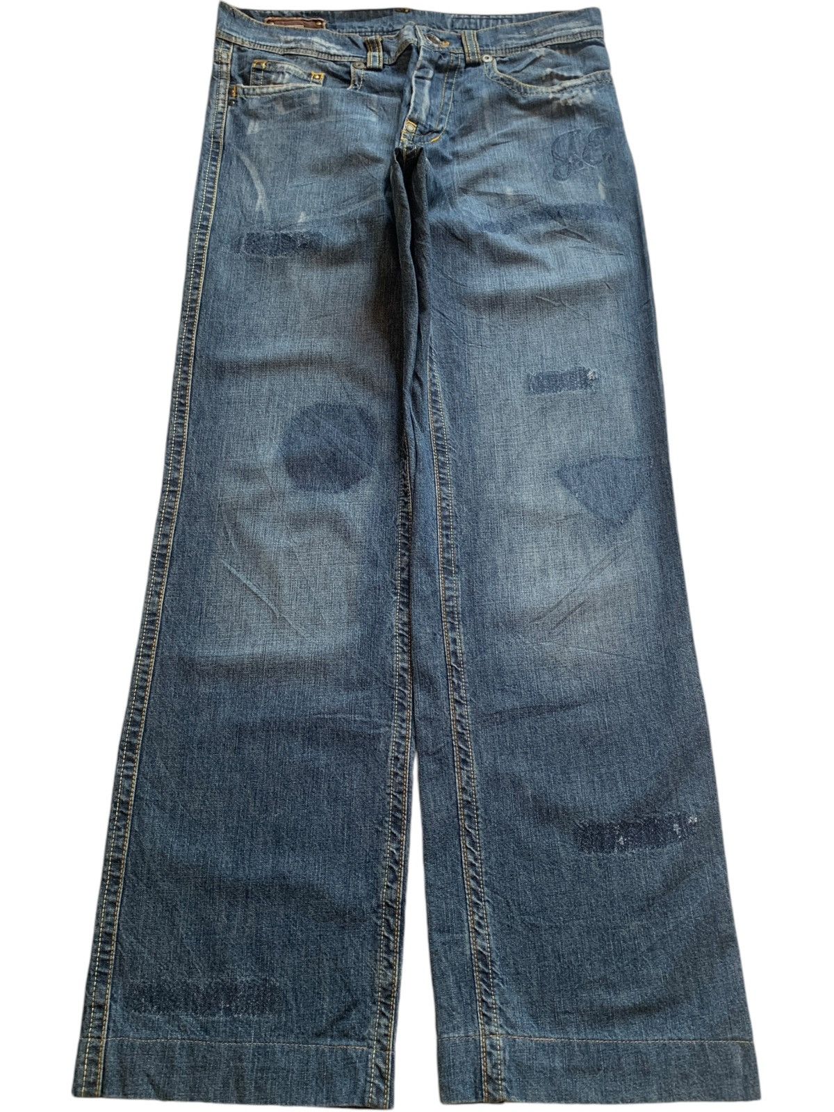 Japanese Brand SALES🔥Vintage Japanese Brand Blue Wash Distress Baggy Jeans Size US 33 - 1 Thumbnail