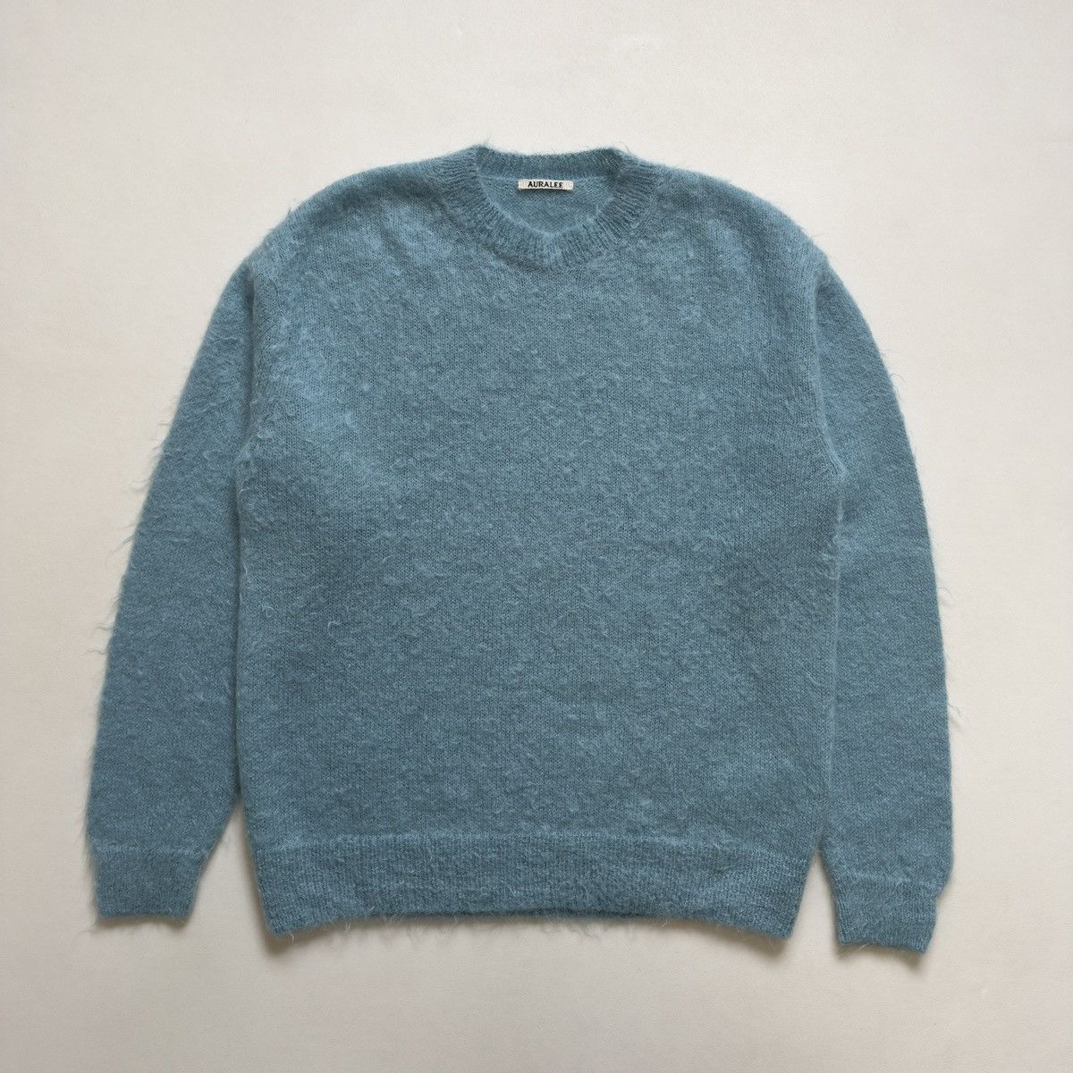 Auralee Crystal Blue Brushed Mohair Sweater Size US L / EU 52-54 / 3 - 12 Thumbnail