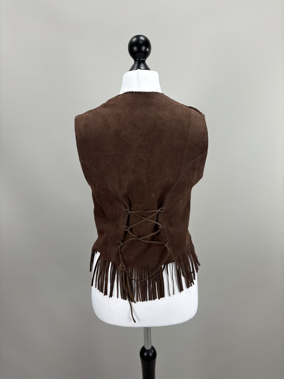 Genuine Leather × Leather Womens leather vest western Stars Stripes Size M Color Brown Size M / US 6-8 / IT 42-44 - 5 Thumbnail