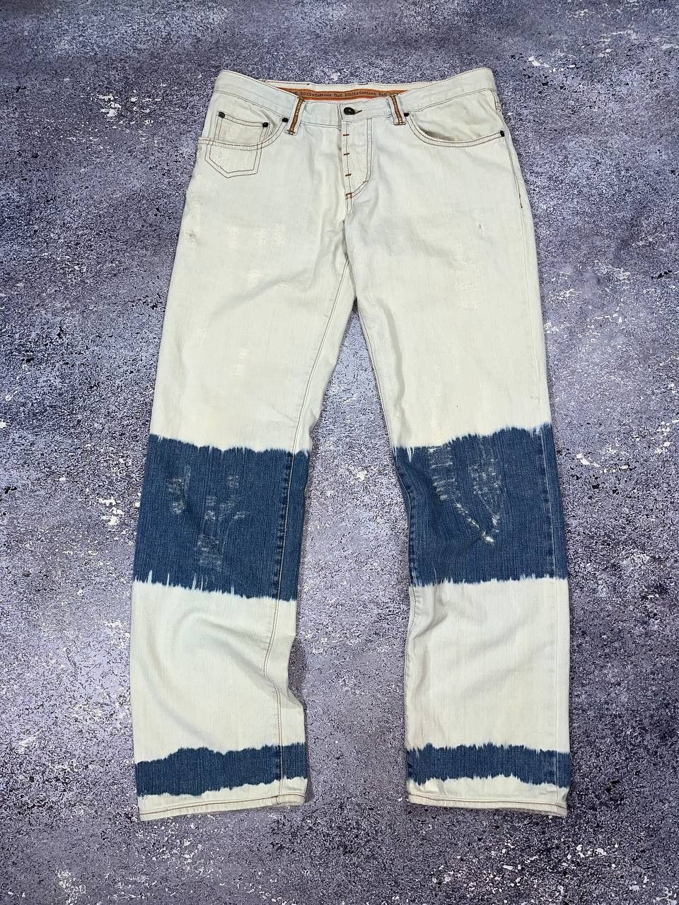 Dolce & Gabbana 00s Archive Dolce & Gabbana Bleached Tie-dye Denim PANTS Size US 33 - 3 Thumbnail