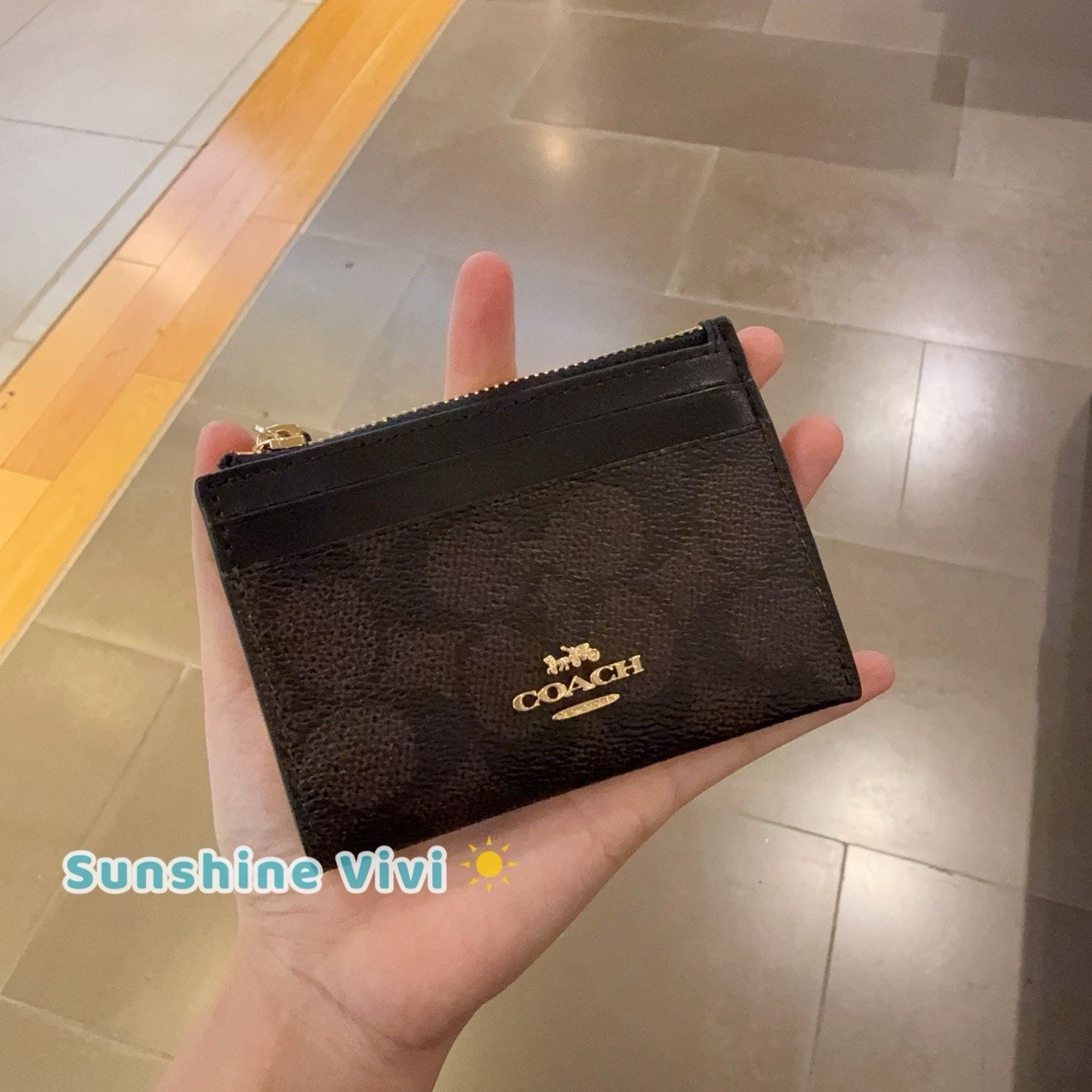 NWT Coach Mini Skinny ID Case CW870 Walnut Brown Black
