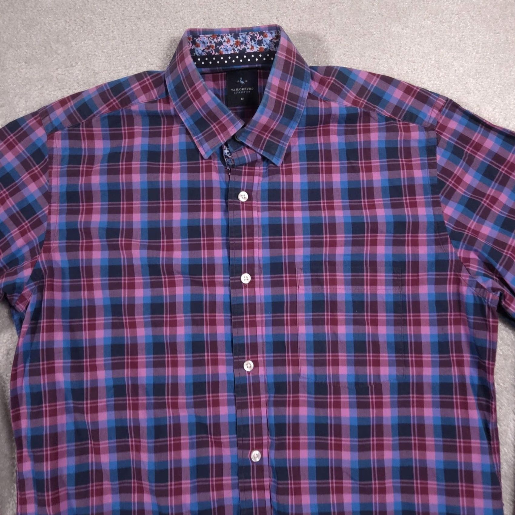 Tailorbyrd TAILORBYRD Shirt Mens M Blue Plaid Flamingo Button Front Long Sleeve Casual Size US M / EU 48-50 / 2 - 3 Thumbnail