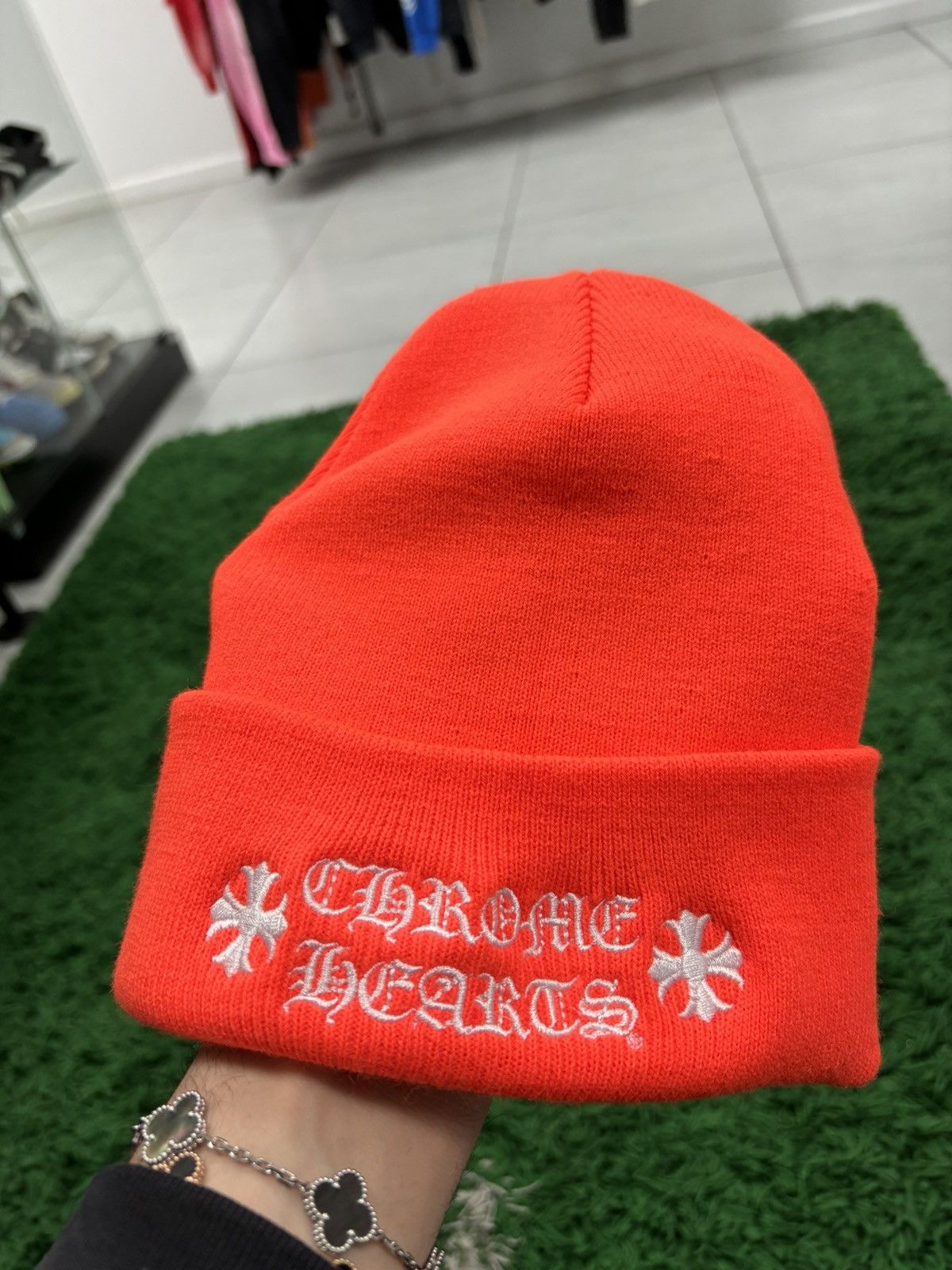 Pre-owned Chrome Hearts Beanie Orange