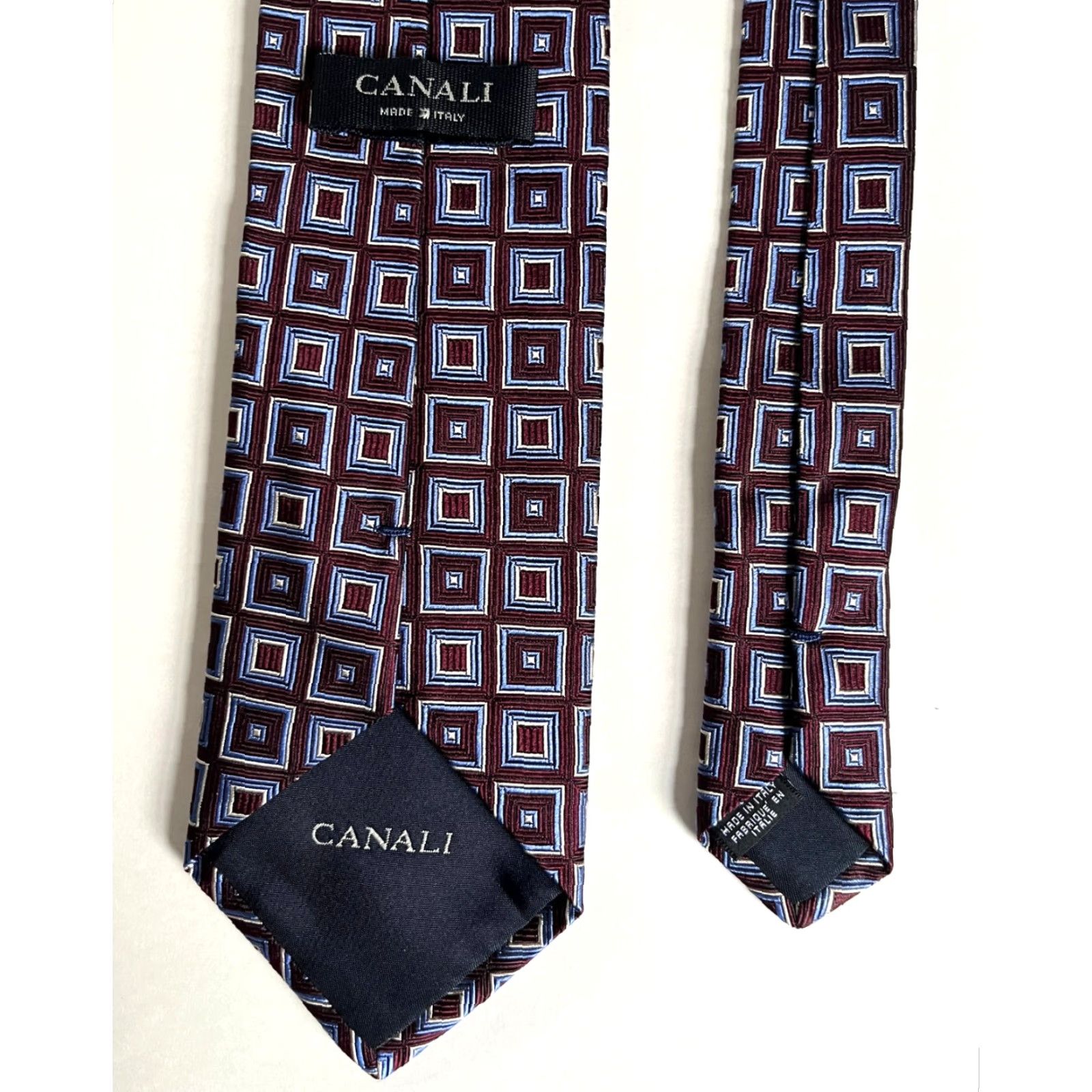 Canali Canali Men's Tie Geometric Silk Made in Italy Size ONE SIZE - 6 Thumbnail