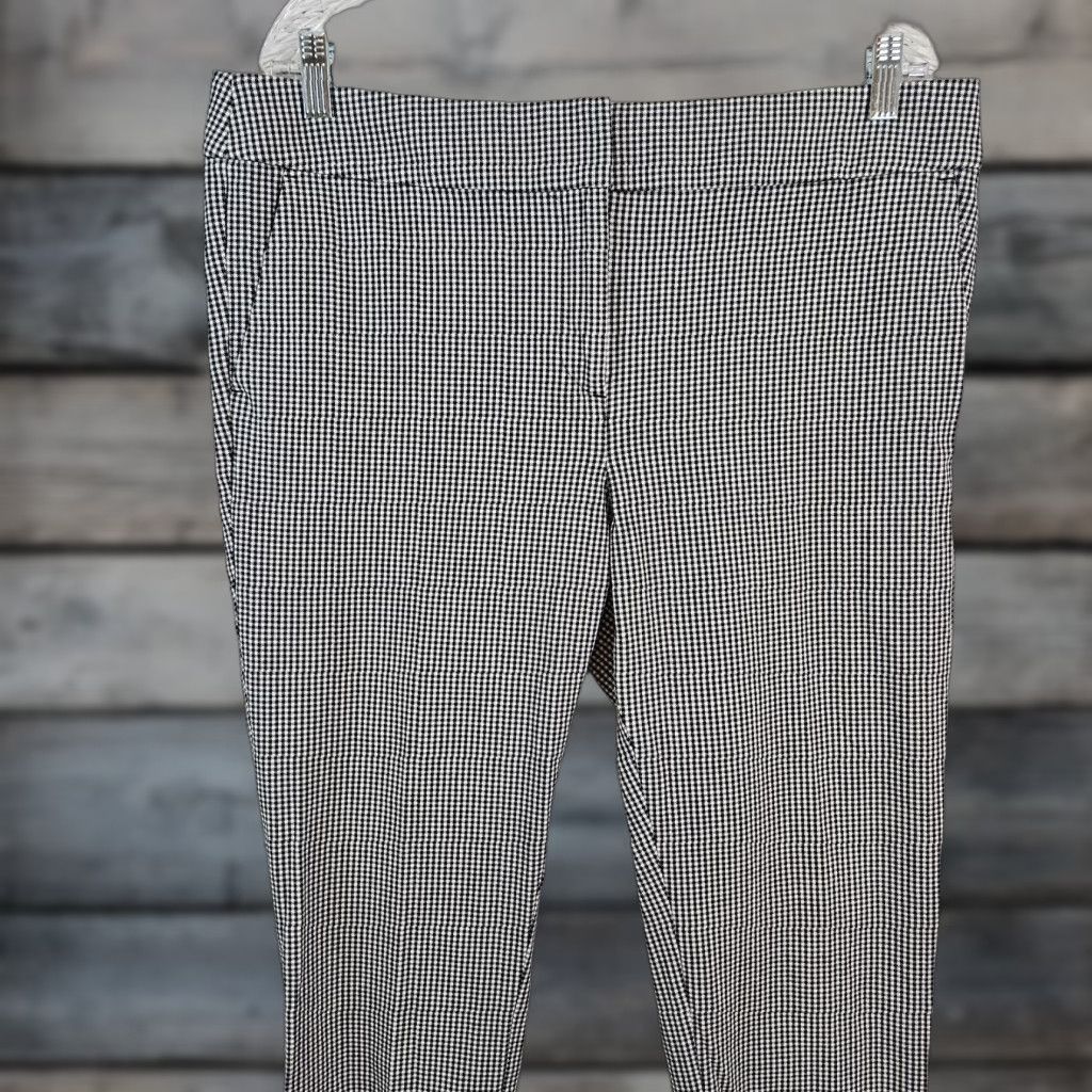 Loft Ann Taylor LOFT Womens Ankle Pants Sz 14 Black White Gingham High Rise Size 36" / US 14 / IT 50 - 1 Thumbnail
