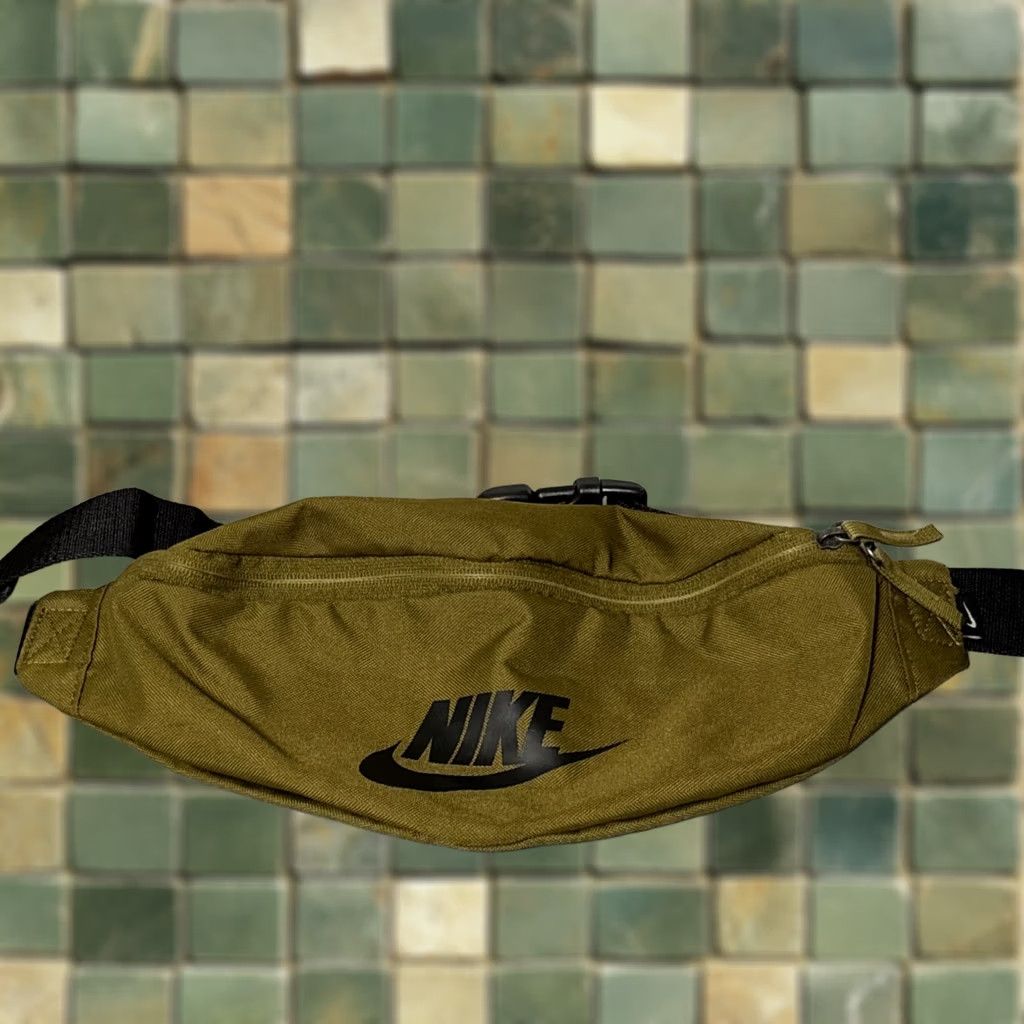 Nike Nike Heritage Waistpack 3L Belt Bag Fanny Pack Army Green Nylon Polyester Canvas Adjustable Strap Crossbody Unisex Adults Medium Varsity Buckle Size ONE SIZE - 1 Thumbnail