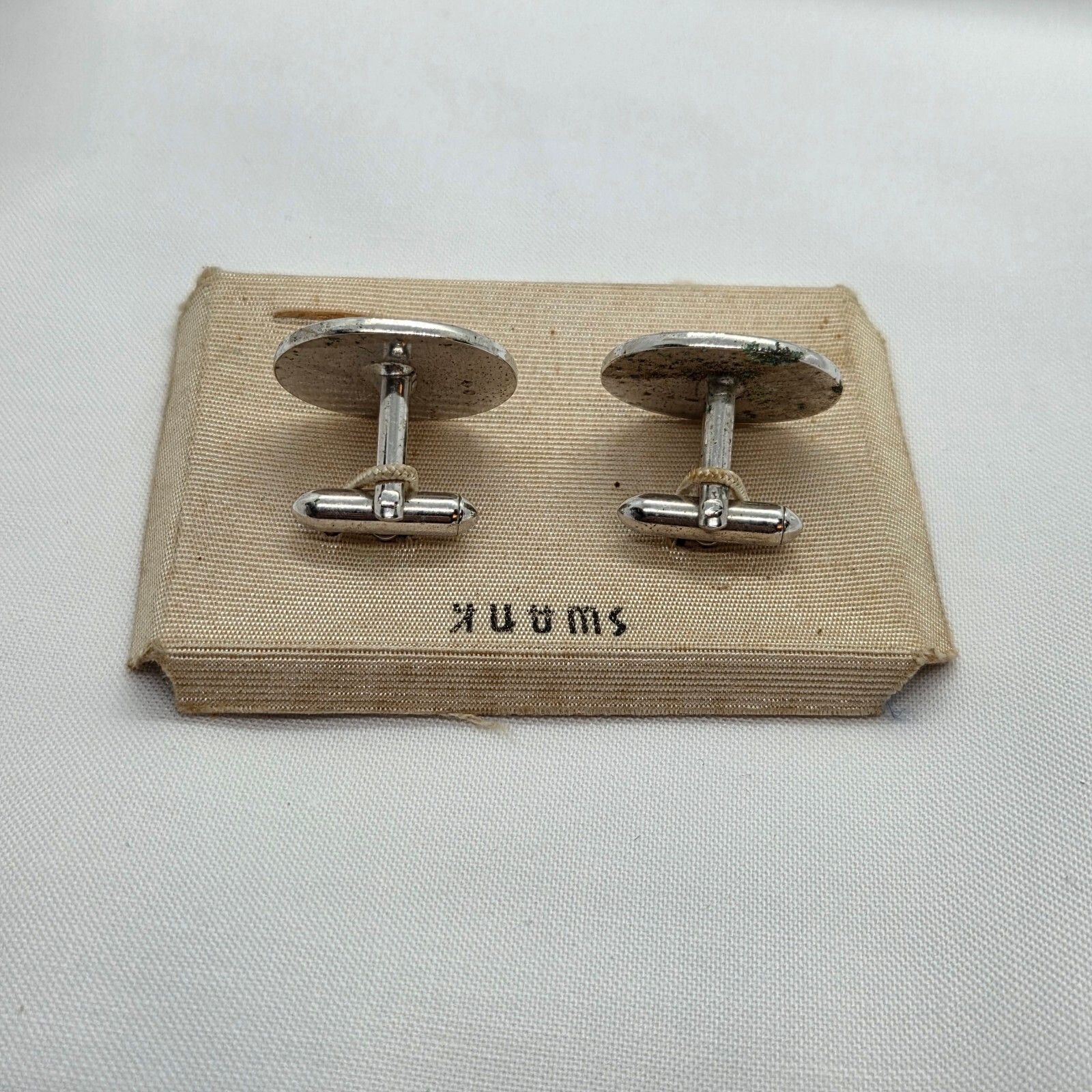 Vintage Silver-Tone Swank Cufflinks On Original Card, Men's — image 4 of 5