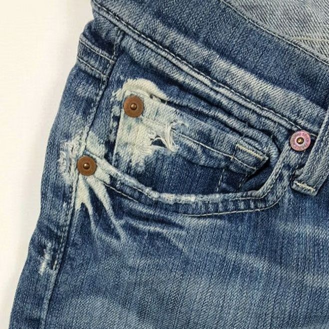 7 For All Mankind VINTAGE 7 For All Mankind Women's Low Rise Boot Jeans Distressed 29 Blue 90s Retro Y2K Fashion Mens? Size 29" - 4 Thumbnail