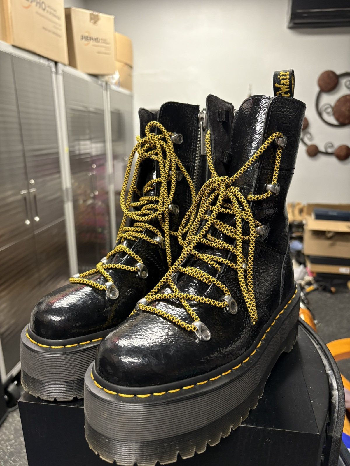 Other Doc Marten’s Black Patent Platform Boots Size US 7 / IT 37 - 2 Thumbnail