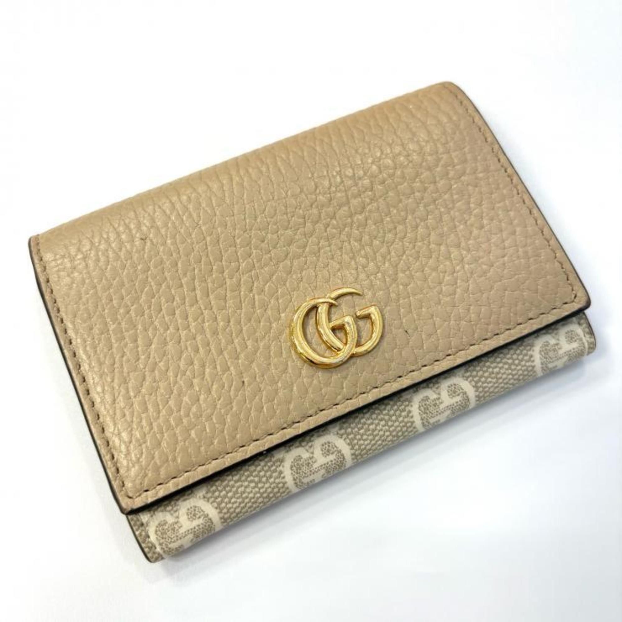 Gucci GUCCI GG Marmont Supreme Business Card Case, Beige, Two-Tone, 739525 Size ONE SIZE - 1 Thumbnail