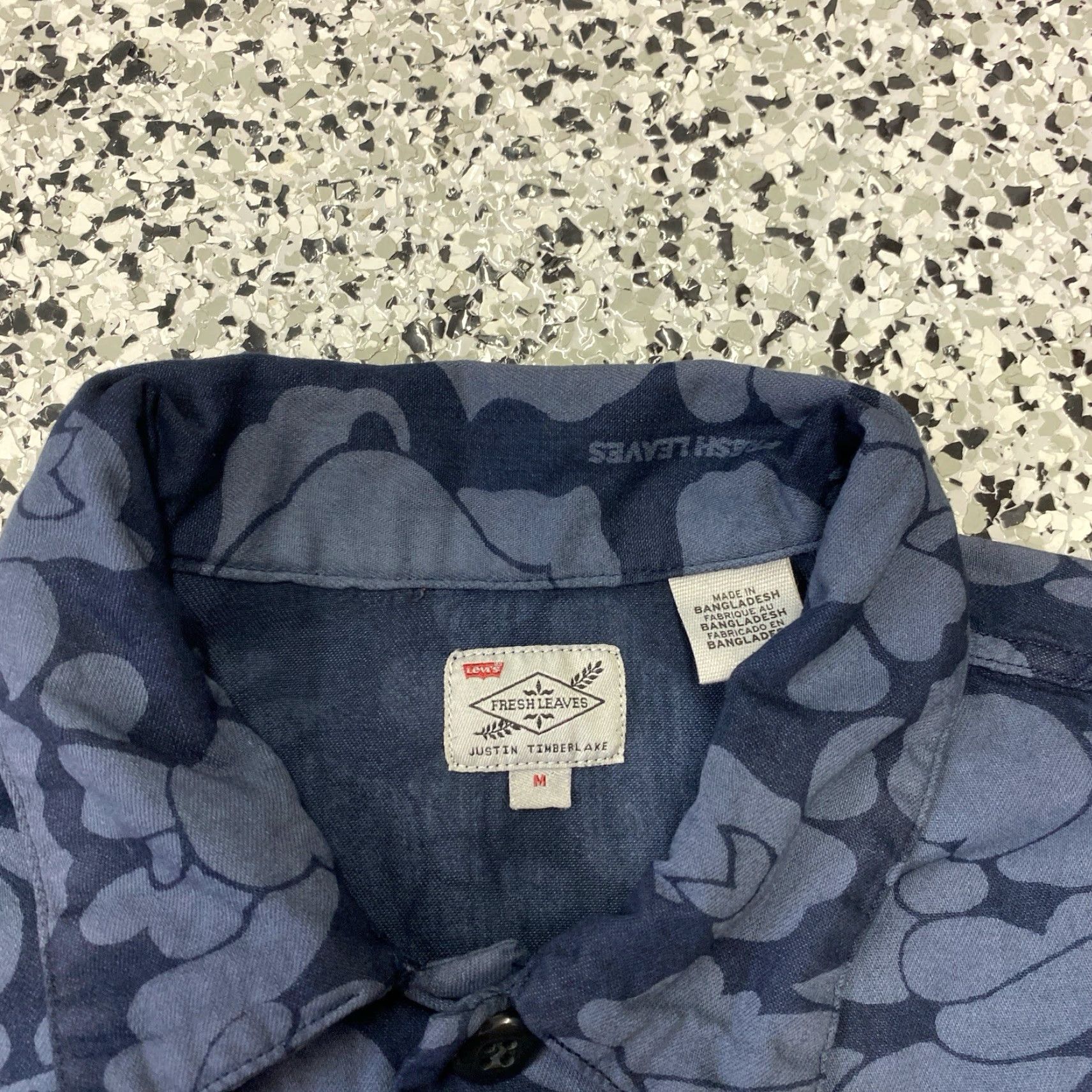 Levi's Levis Fresh Leaves Justin Timberlake Shirt Men M Blue Floral Short Sleeve Button-Up Sample Size US M / EU 48-50 / 2 - 2 Thumbnail