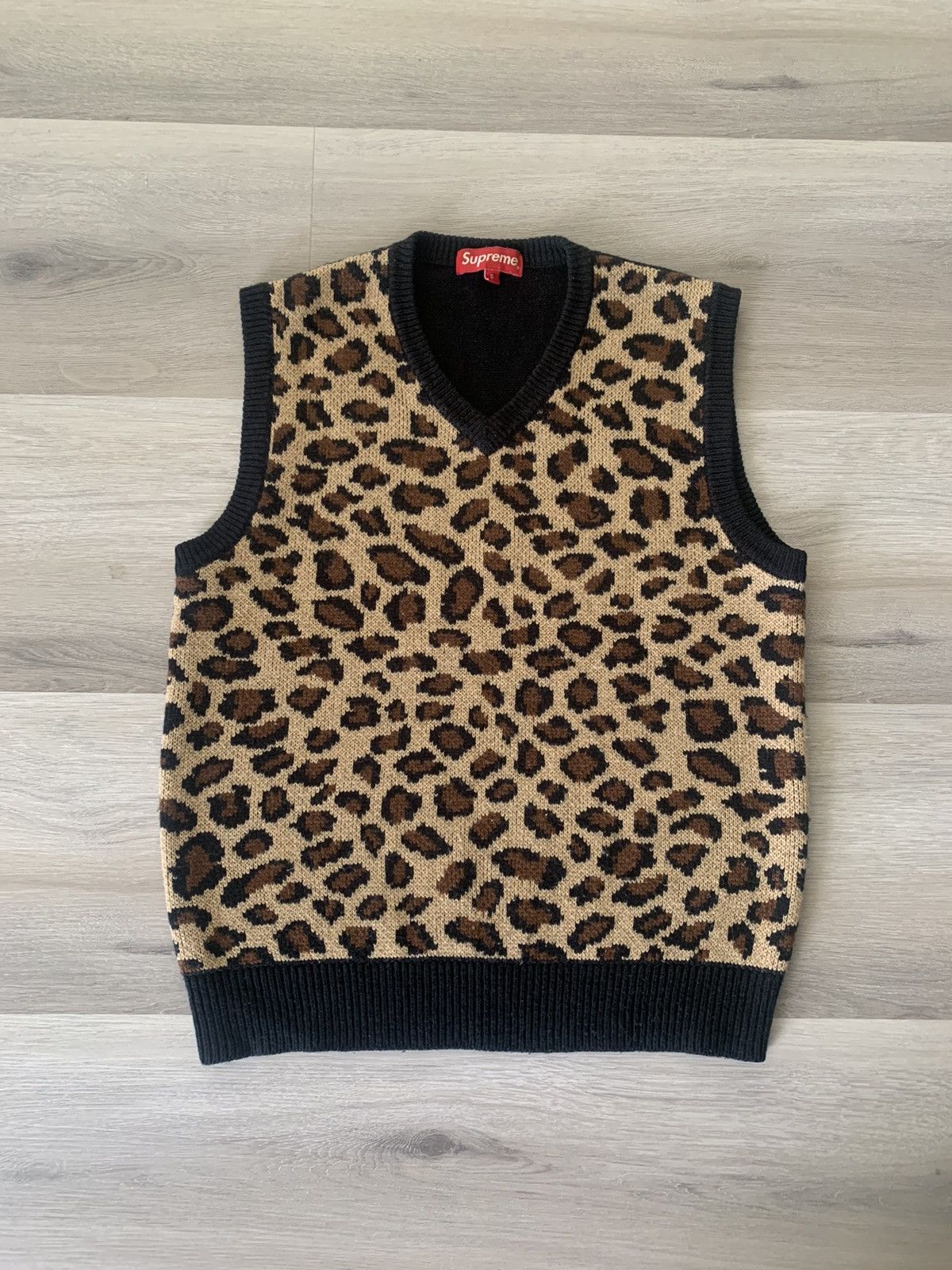 Image of Supreme Leopard Sweater Vest Ss16 Cheetah in Black, Men's (Size Small)