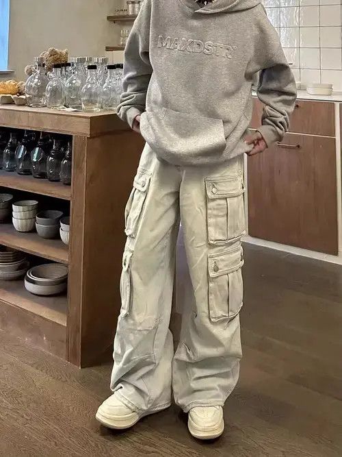 Japanese Brand × Jean Retro wasteland style multi-pocket workwear wide-leg jeans Size US 32 / EU 48 - 2 Thumbnail