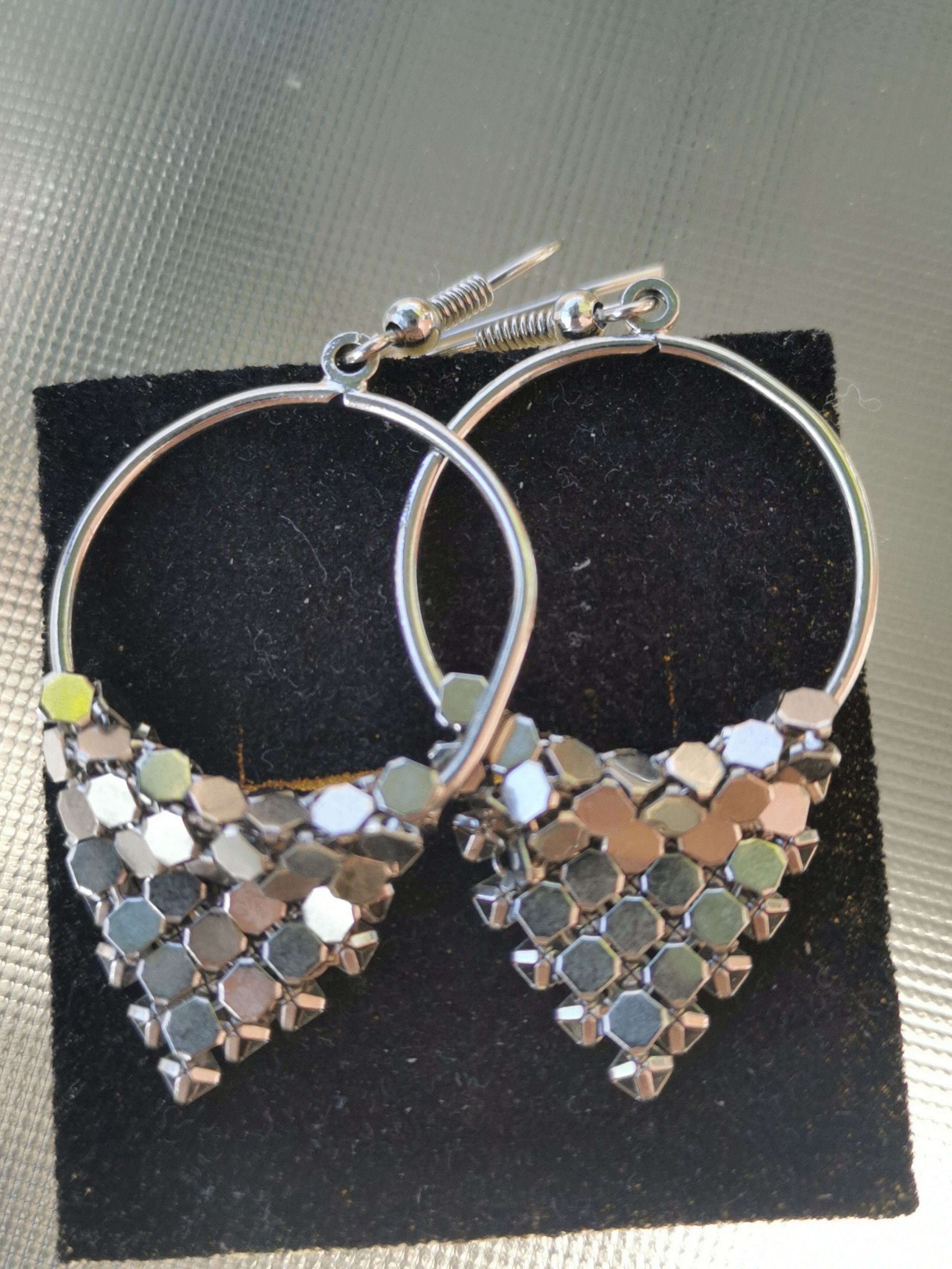Jewelry Silver hoop drop earrings Size ONE SIZE - 1 Preview