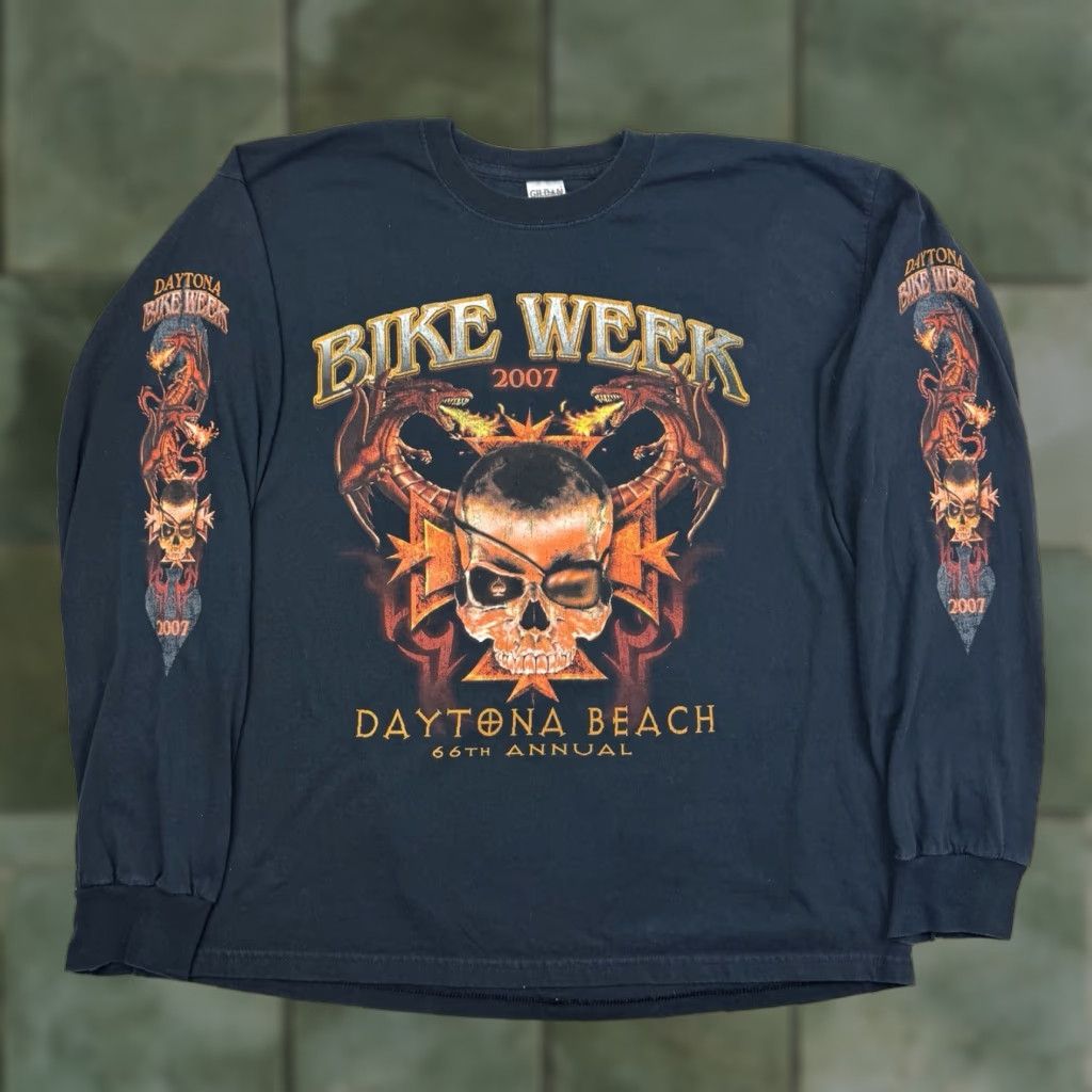Gildan VINTAGE Bike Week Daytona Dragons T Shirt Long Sleeve Adult XL Black Gildan Graphic Print Crew Neck Punk Biker Grunge Y2K Size US XL / EU 56 / 4 - 1 Thumbnail