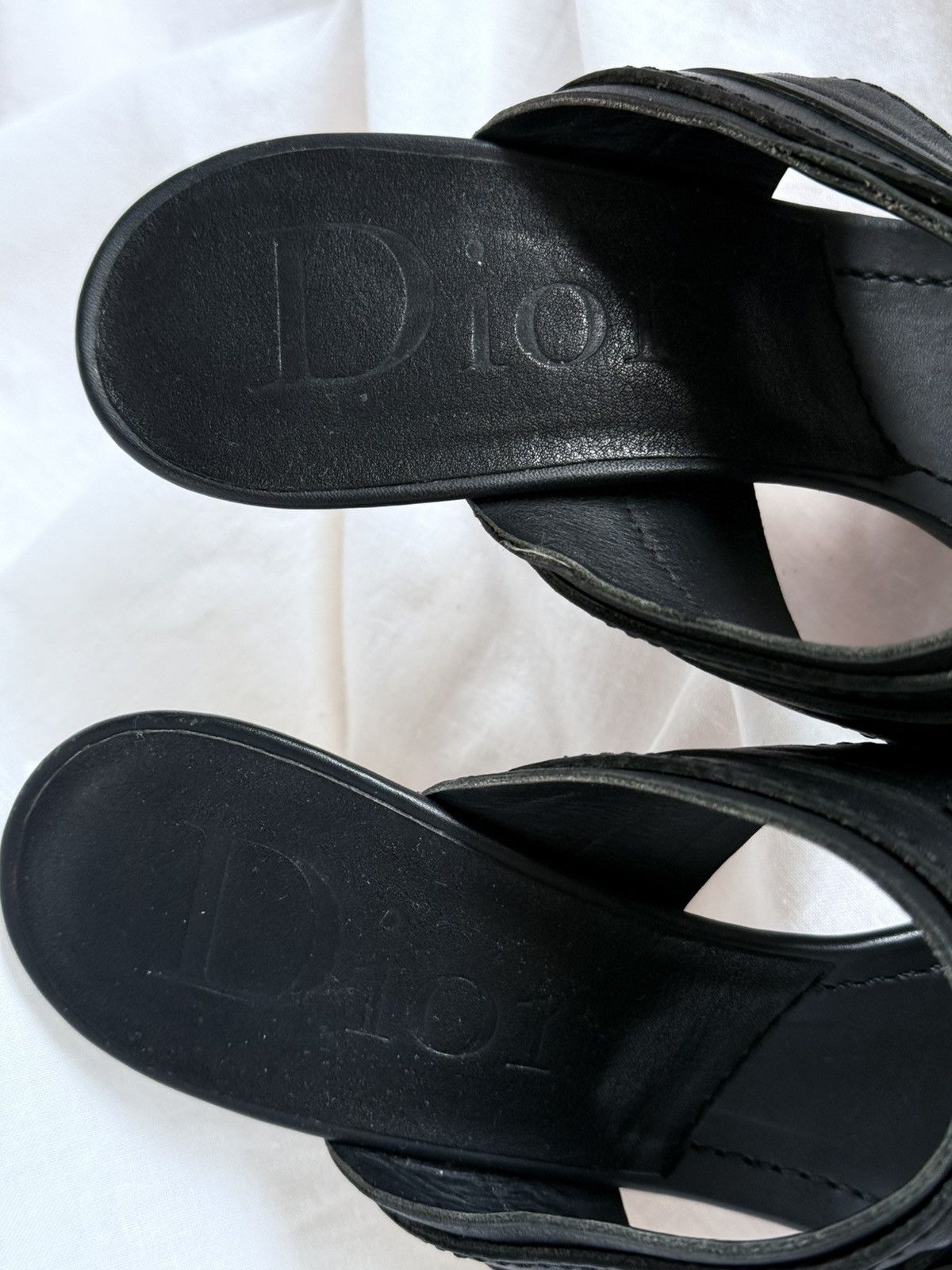 Dior Dior Black Leather Logo CD Sandals Size US 7 / IT 37 - 6 Thumbnail