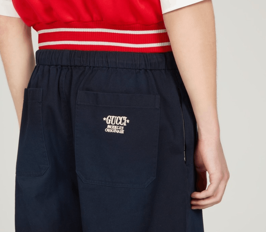 Gucci o1mt1gz0625 Cotton Drill Shorts With Embroidery in Navy Size US 28 / EU 44 - 2 Thumbnail