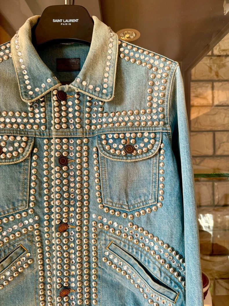 Saint Laurent Paris saint laurent light blue studded jacket-2507 Size US XS / EU 42 / 0 - 2 Thumbnail
