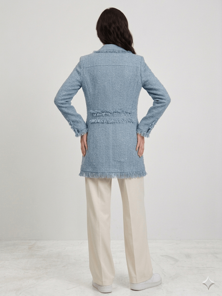 Versace Versace Rare Vintage Women’s Tweed Long Blazer Blue – Sz 40 Size S / US 4 / IT 40 - 3 Thumbnail