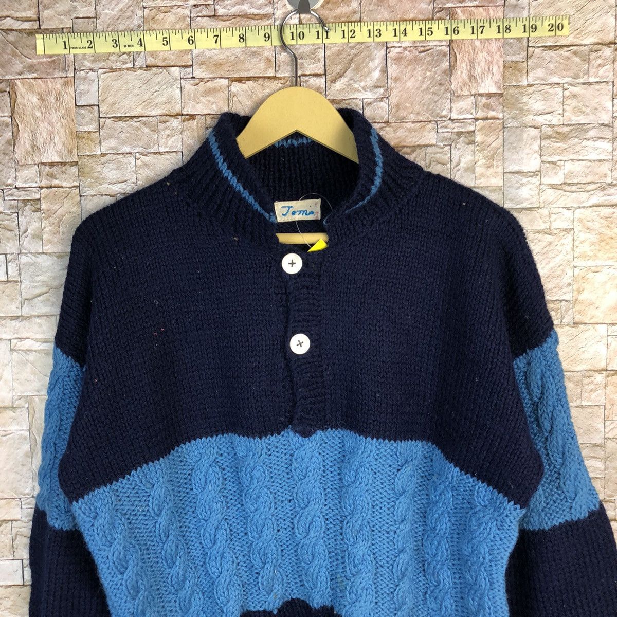 Homespun Knitwear × Japanese Brand Jomo Blue Knitwear #A392 Size US M / EU 48-50 / 2 - 2 Thumbnail