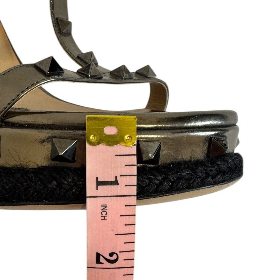 Valentino Valentino Rockstud Raffia Platform Sandal Gunmetal Grey 40 Size US 10 / IT 40 - 11 Thumbnail