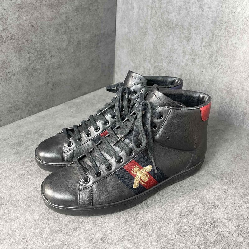 Gucci Gucci High-Top Leather Sneakers in Black - Size US 7.5 / EU 40-41 - 1 Thumbnail
