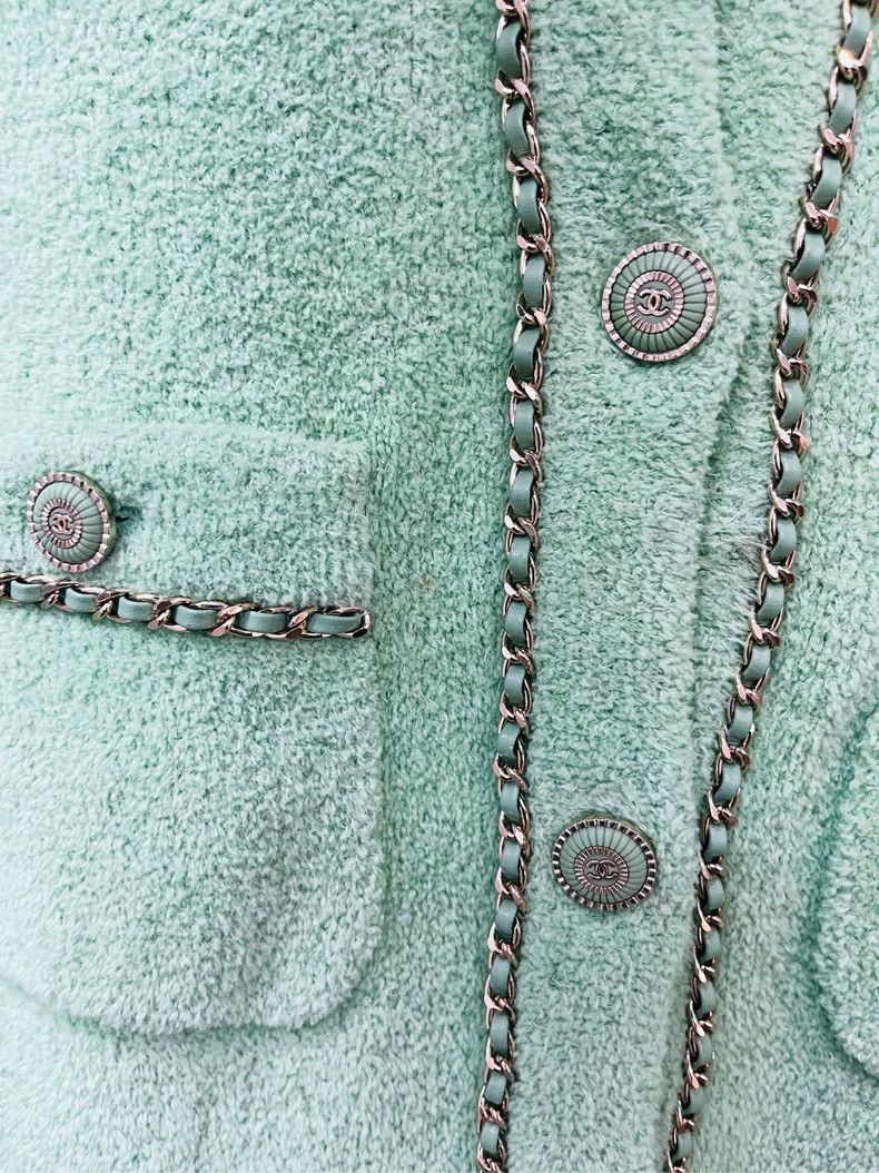 Chanel Chanel Avocado green leather chain cardigan jacket 2504-Nex Size XS / US 0-2 / IT 36-38 - 4 Thumbnail