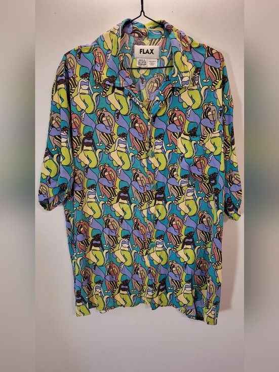 Other Flax Retro Print Oversized Casual Button Down Shirt - M Size US M / EU 48-50 / 2 - 3 Thumbnail