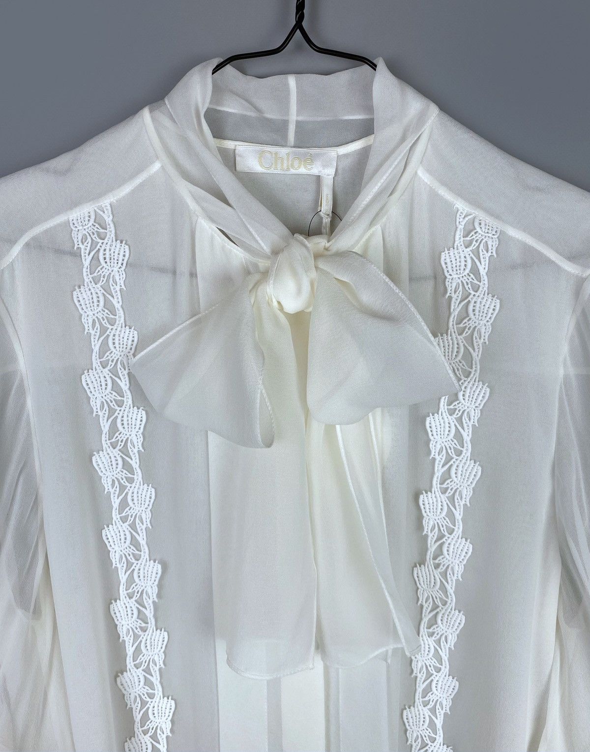 Chloe Chloé Scarf Neck Silk 3/4 Sleeves Shirt Size 44 RRP 1300$ Size L / US 10 / IT 46 - 9 Thumbnail