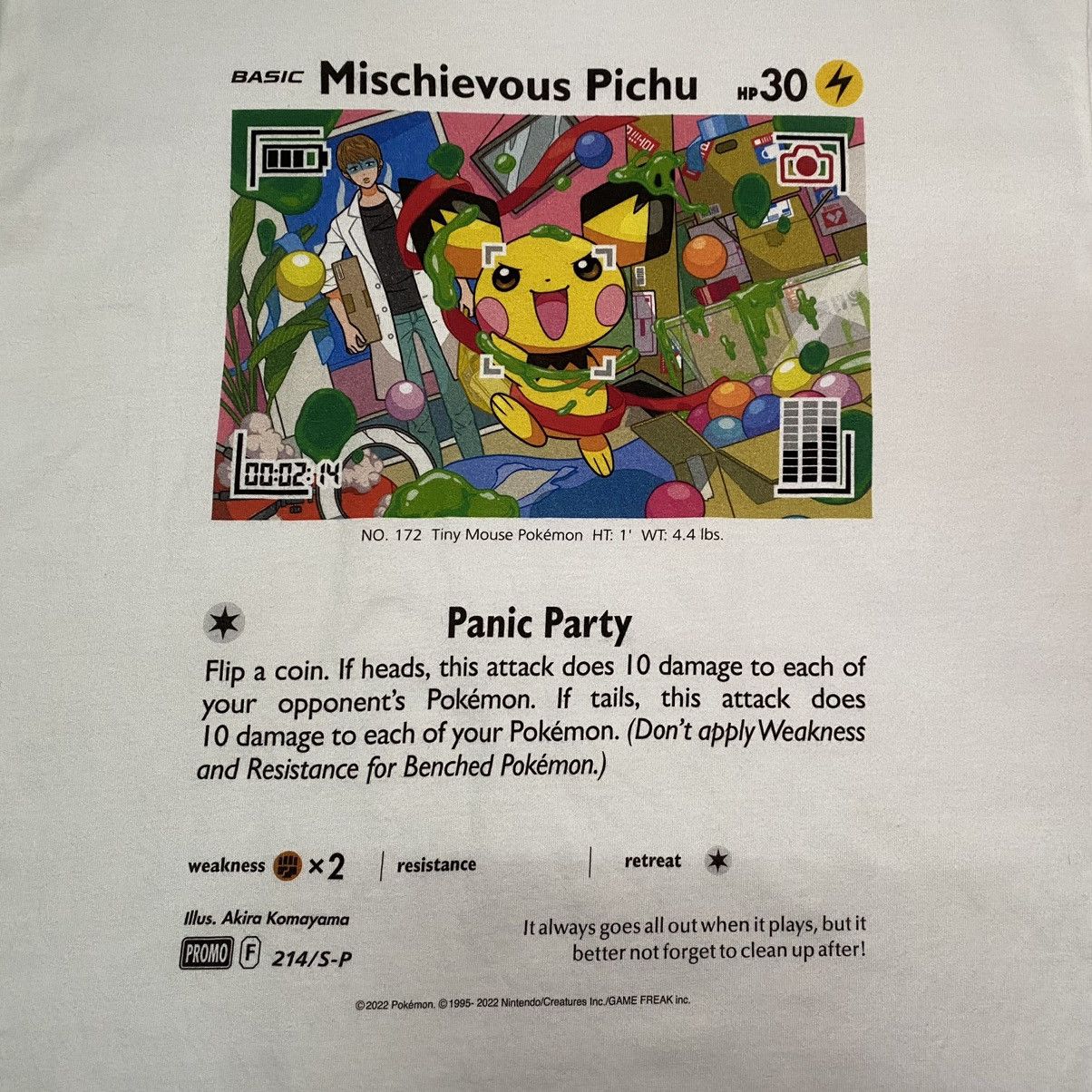 Anime × Cartoon Network × Pokemon Mischievous Pichu Pokemon Trading Card Game T Shirt Graniph Size US M / EU 48-50 / 2 - 6 Thumbnail