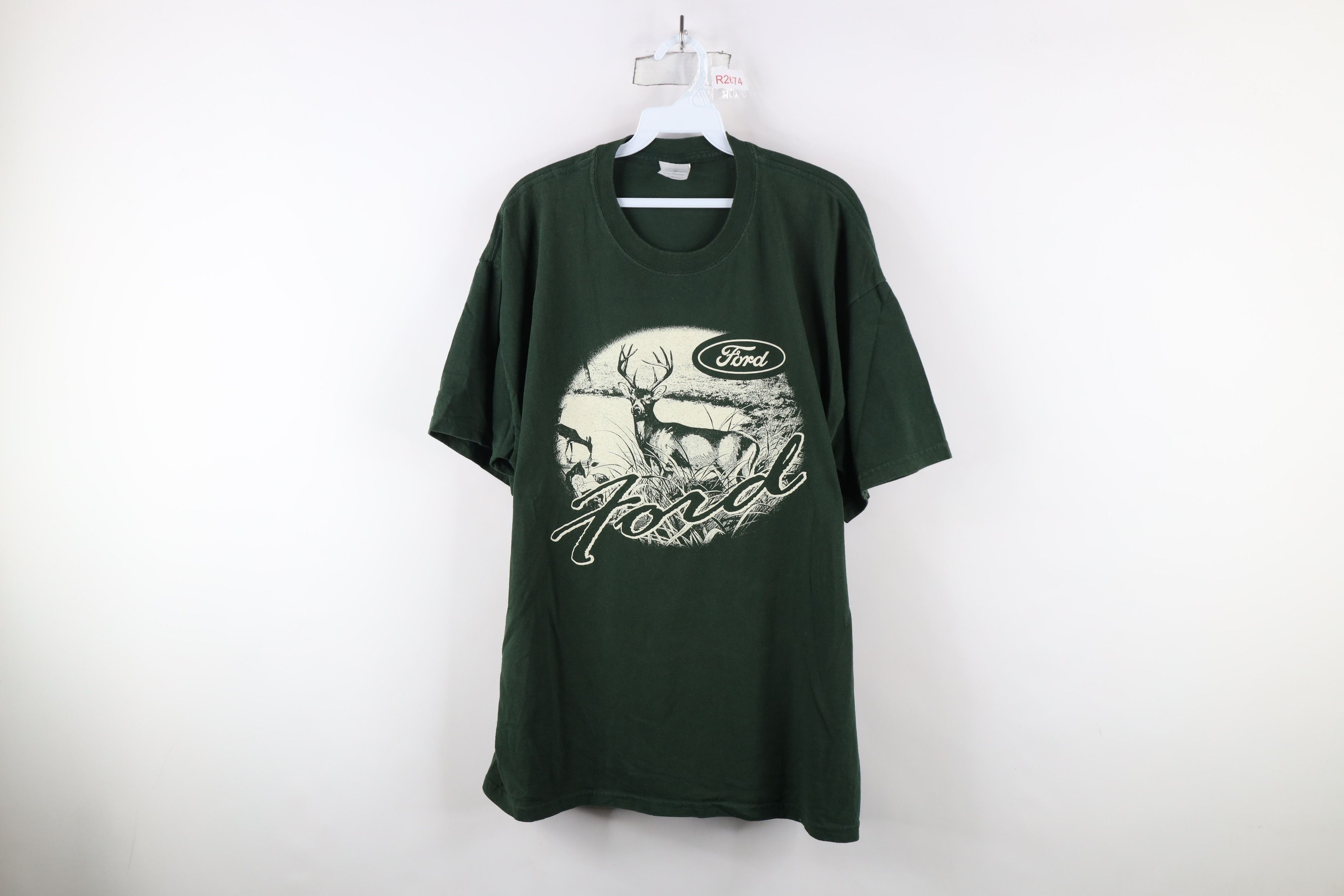 Vintage Vintage 90s Ford Motor Company Out Deer Buck T-Shirt Green Size US XL / EU 56 / 4 - 1 Thumbnail