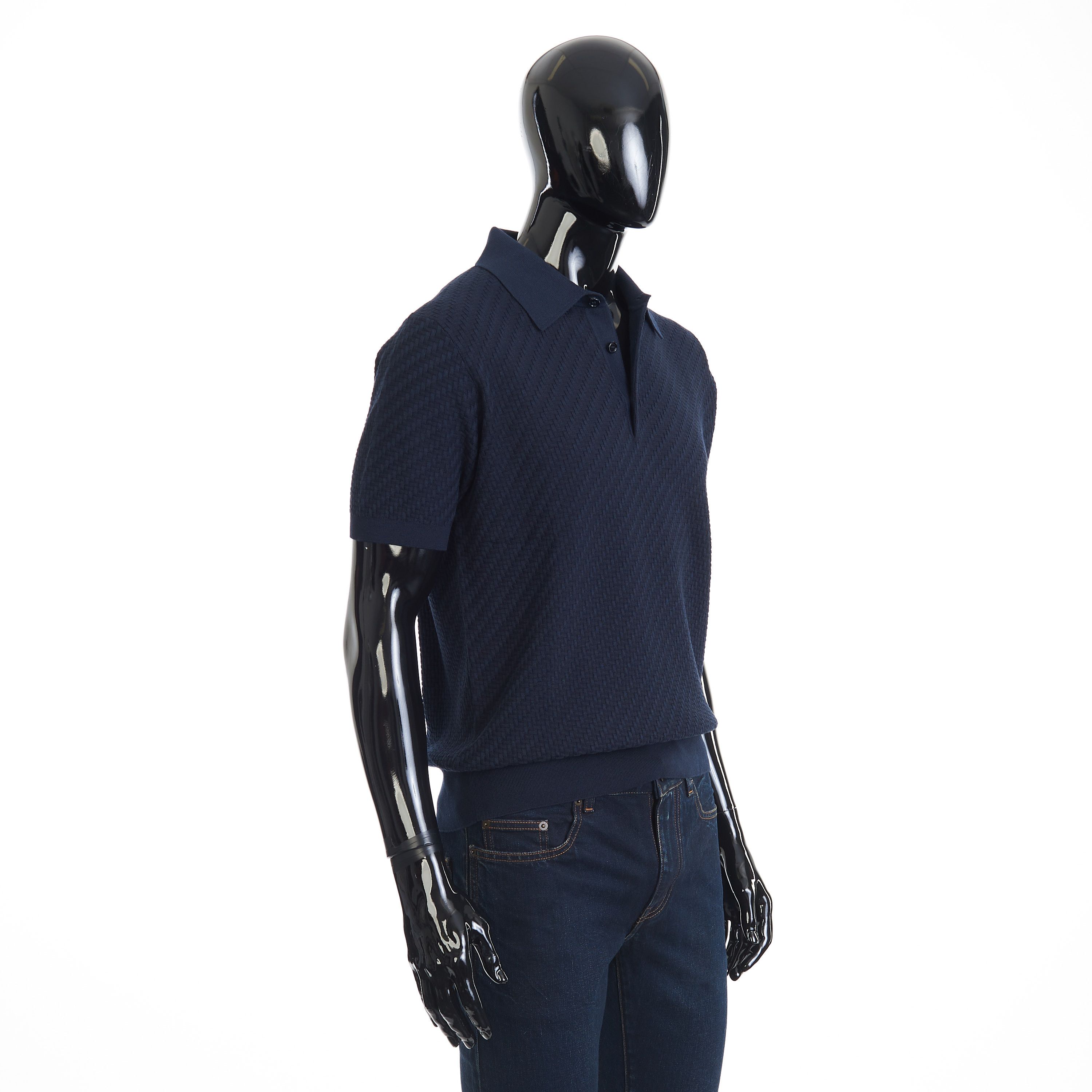 Brioni Navy Blue Polo Shirt - Trama Weave Cotton Silk & Cashmere Size US L / EU 52-54 / 3 - 7 Thumbnail