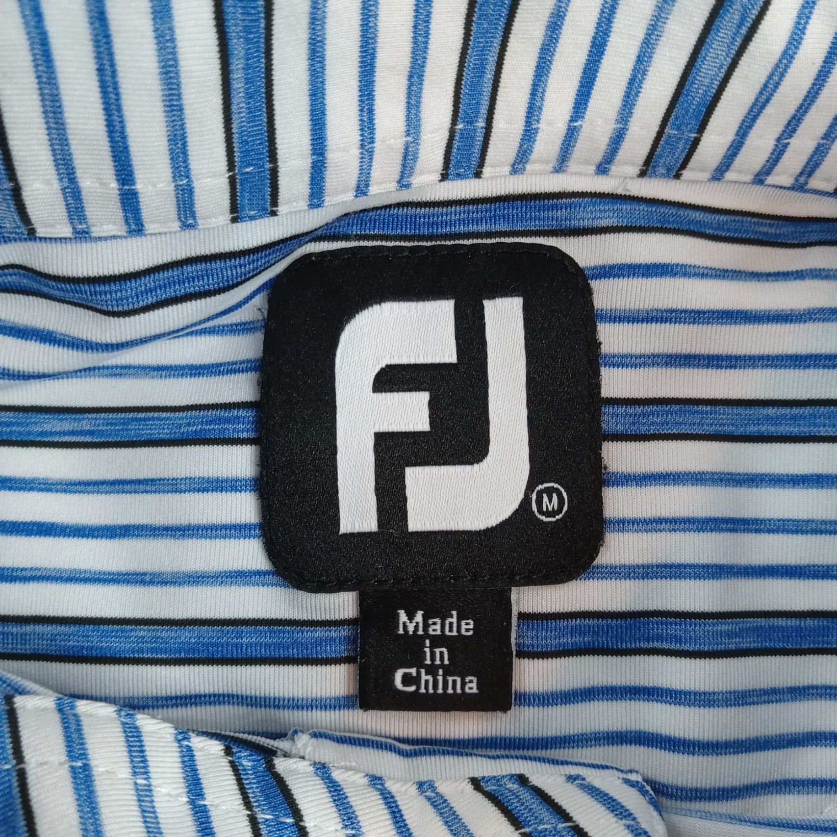 Footjoy FootJoy Men's Medium Blue White Striped Short Sleeve Golf Polo Shirt Size US M / EU 48-50 / 2 - 5 Thumbnail