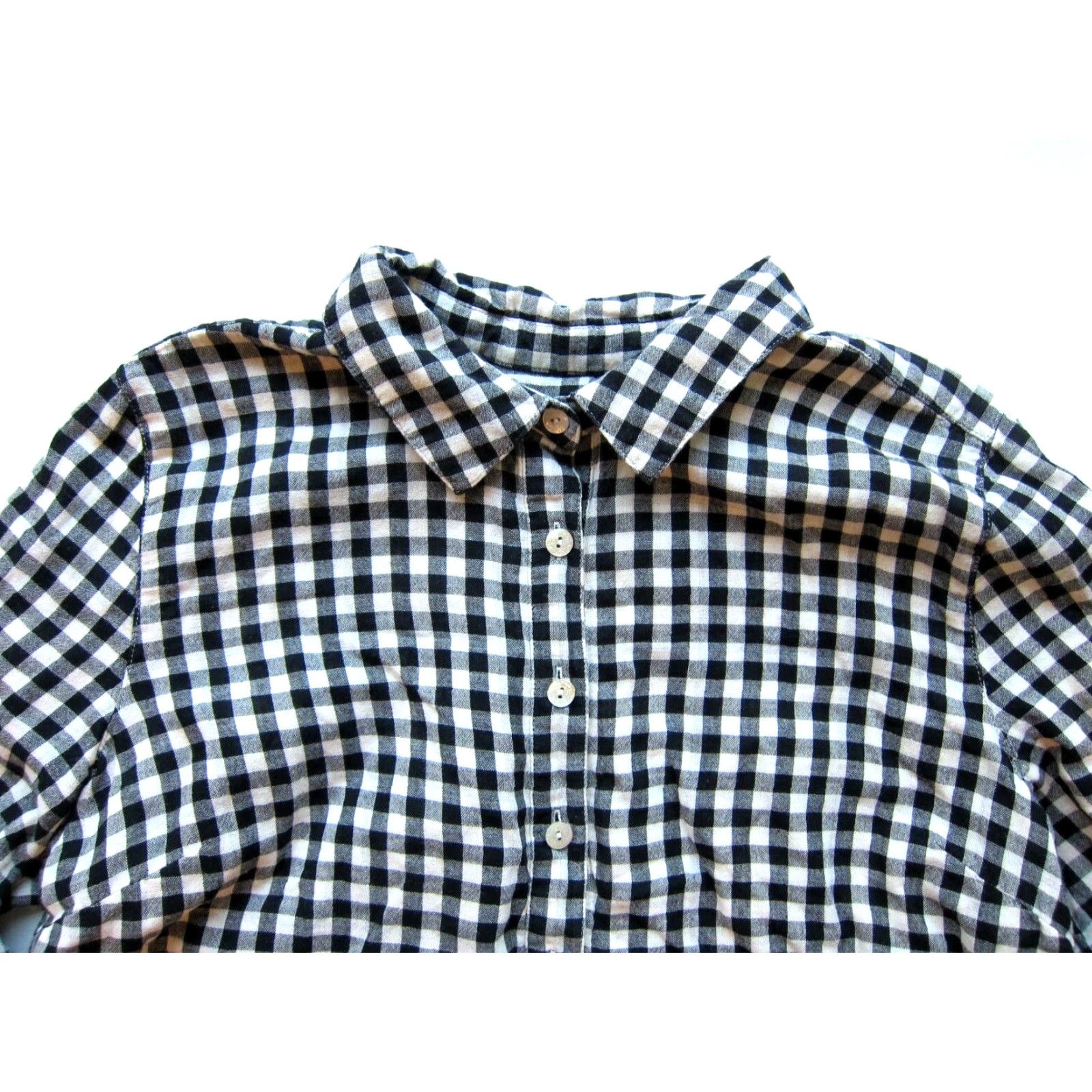 J. Jill J. Jill Blouse Shirt PM Petite Cotton Plaid Pocket Long Sleeve Collared Tunic Blouse Black White Women’s Basic colorfully styled pocketed shirt MP Size M / US 6-8 / IT 42-44 - 3 Thumbnail
