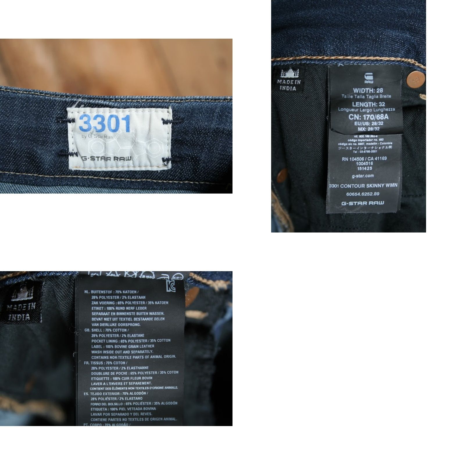 G-Star G-STAR RAW 3301 Contour Skinny Jeans Sz. 28W 32L Womens Jeans Slim Blue Denim 29in Inseam XS-? (Actual 28x29) Size 28" / US 6 / IT 42 - 8 Thumbnail