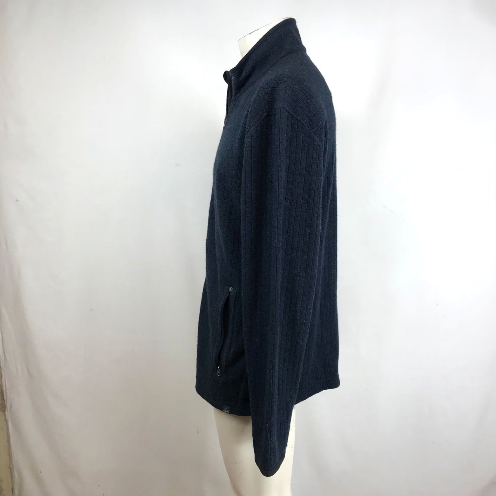 Prana Prana Full Zip Sweater Jacket Mens L Navy Blue Ribbed Knit Fleece Lined Pockets Mock Neck Size US L / EU 52-54 / 3 - 6 Thumbnail